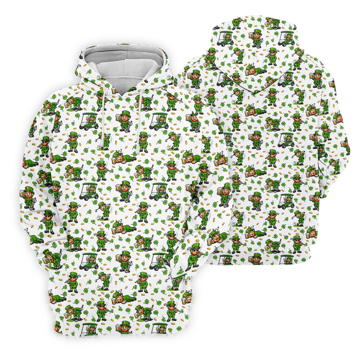 Funny Leprechaun Golf And Beer Green Shamrocks St Patrick's Day Golf Shirt, Women's Golf Shirts, Ladies Golf Polos