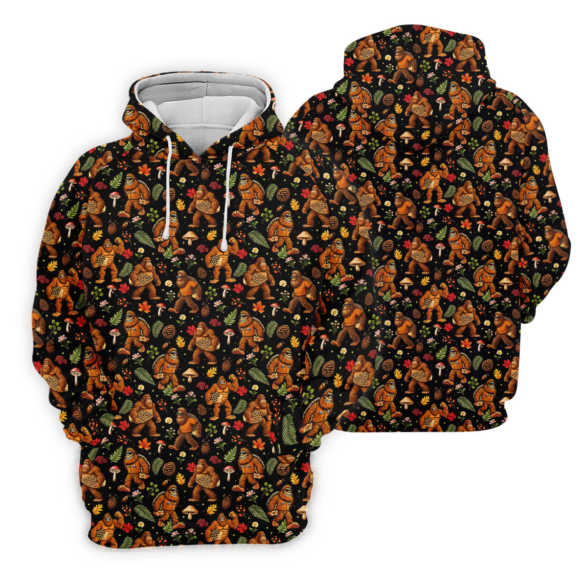 Autumn Bigfoot Forest Pattern Polo Shirt, Women’s Golf Apparel, Hawaiian Golf Shirt, Golf Tops For Women