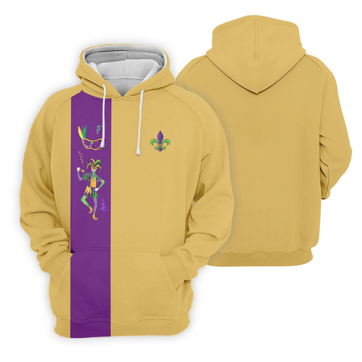 Mardi Gras Festival Jester Figure Fleur De Lis Symbol Yellow Golf Shirt, Polo ShirtFor Men, Golf Shirts For Men