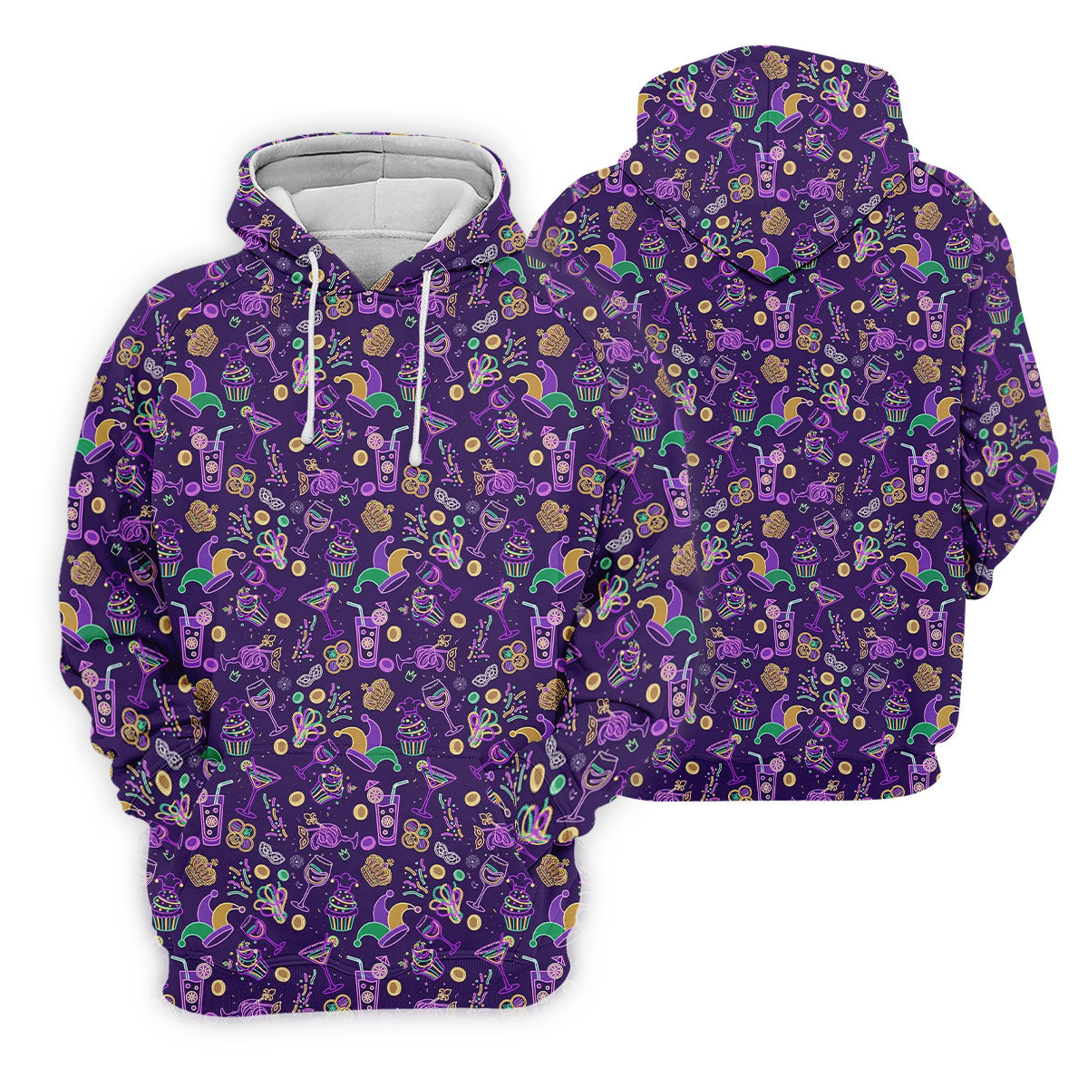 Mardi Gras Food Green Gold Purple Women's Golf Tops, Women's Golf Shirts, Ladies Golf Polos