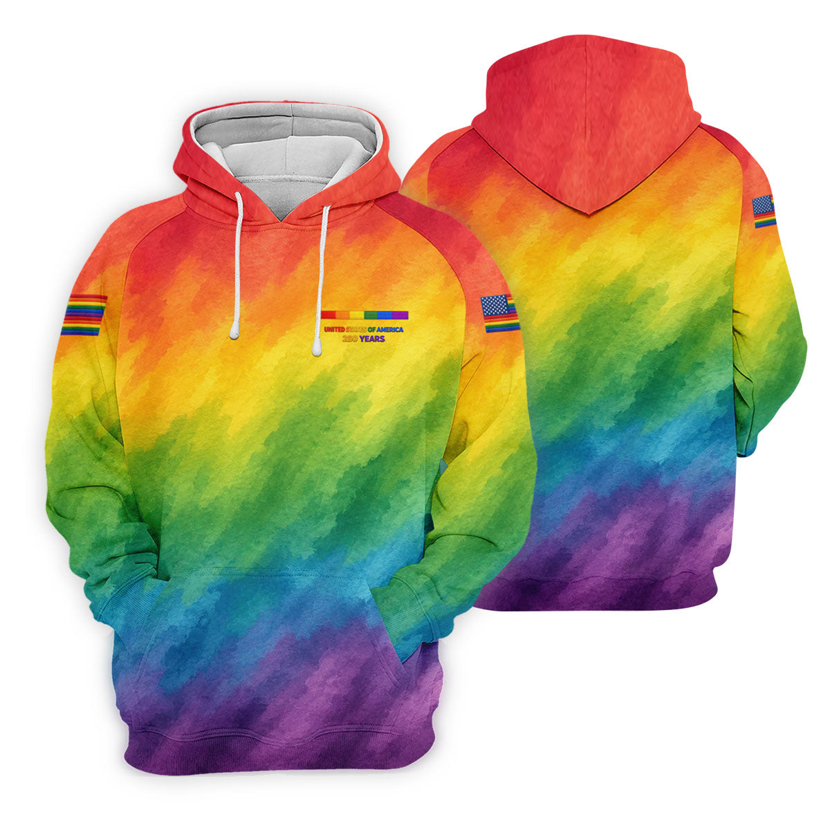 USA 250 Years LGBT Rainbow Golf Tops For Men, LGBT Pride Month Patriotic Golf Shirt