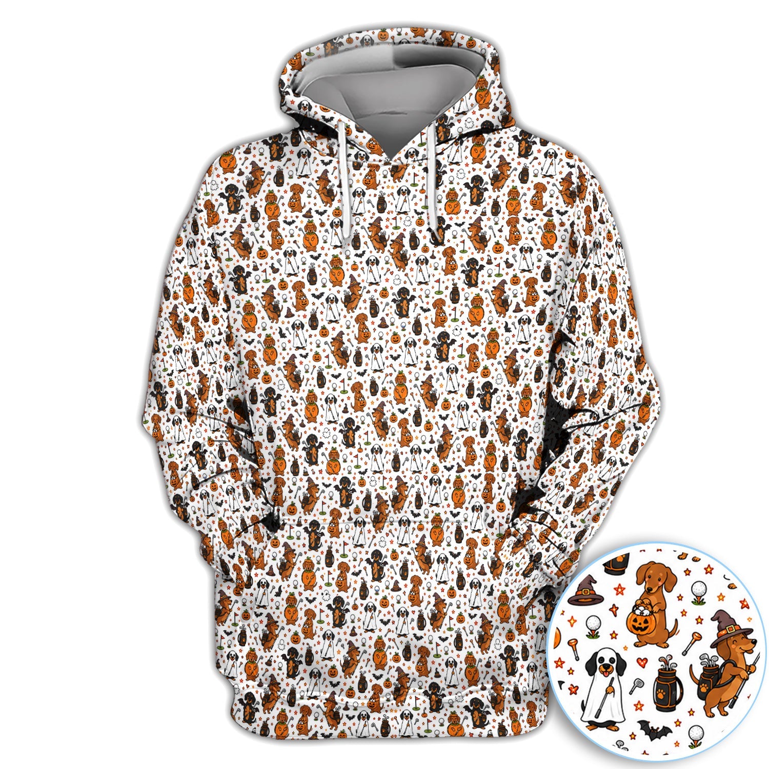Halloween Dog Golf Polo Shirt for Men – Funny Spooky Golfer Pattern Polo