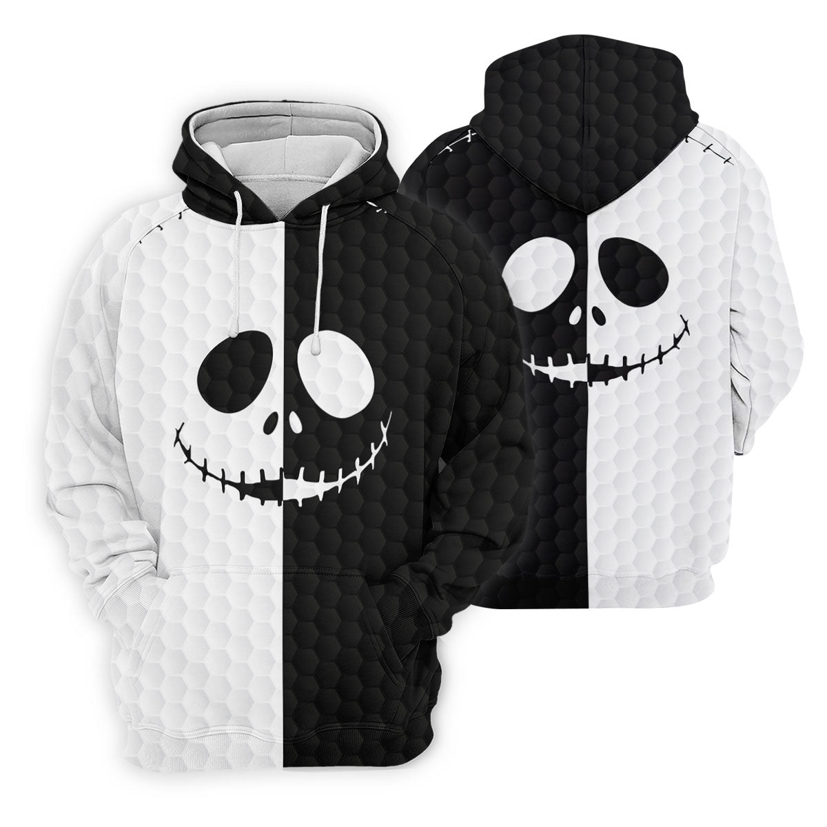 Black White Skull Face Halloween Golf Polo Shirt, Mens Golf Shirts, Golf Polo Shirts For Men