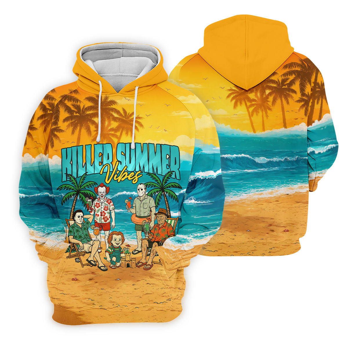 Killer Summer Vibes Horror Beach Party Golf Hawaiian Shirt, Women's Golf Polo, Ladies Golf Tops