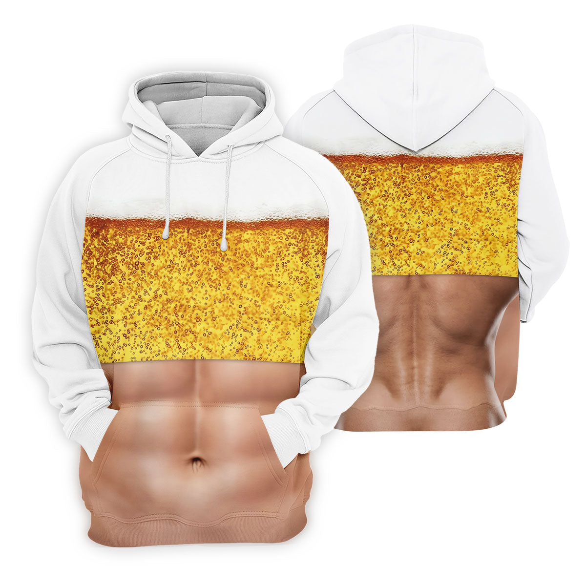 Bubbly Beer Foam Faux Abs Sleeveless Crop Golf Shirt, Printed Golf Shirts, Mens Golf Apparel