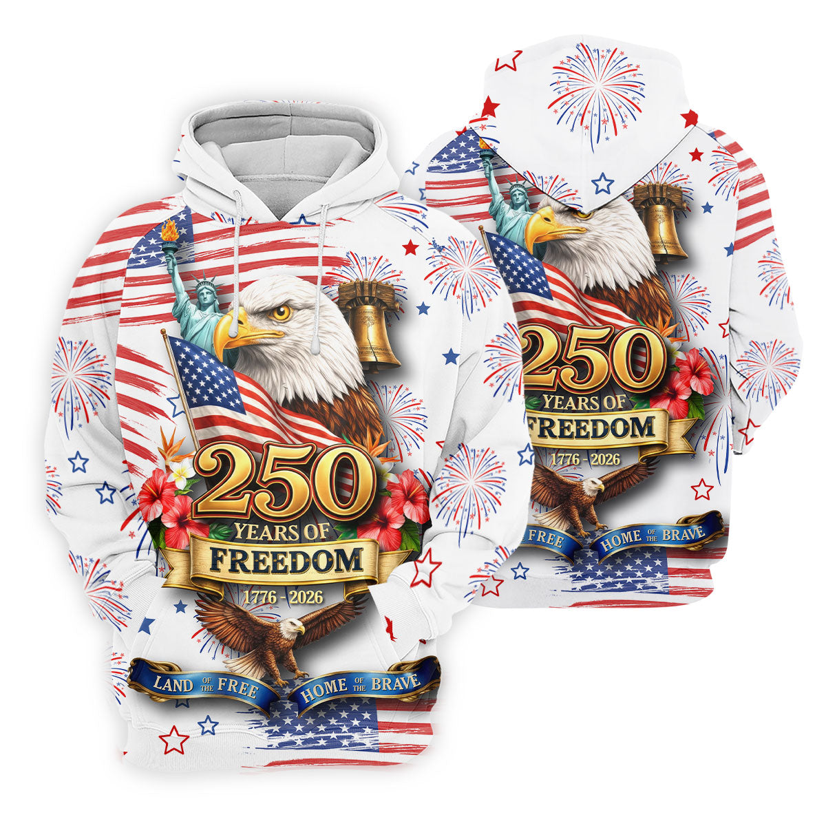 250 Years Of Freedom 1776-2026 White 4th Of July Women Golf Top, 250th Anniversary Patriotic Golf Shirt
