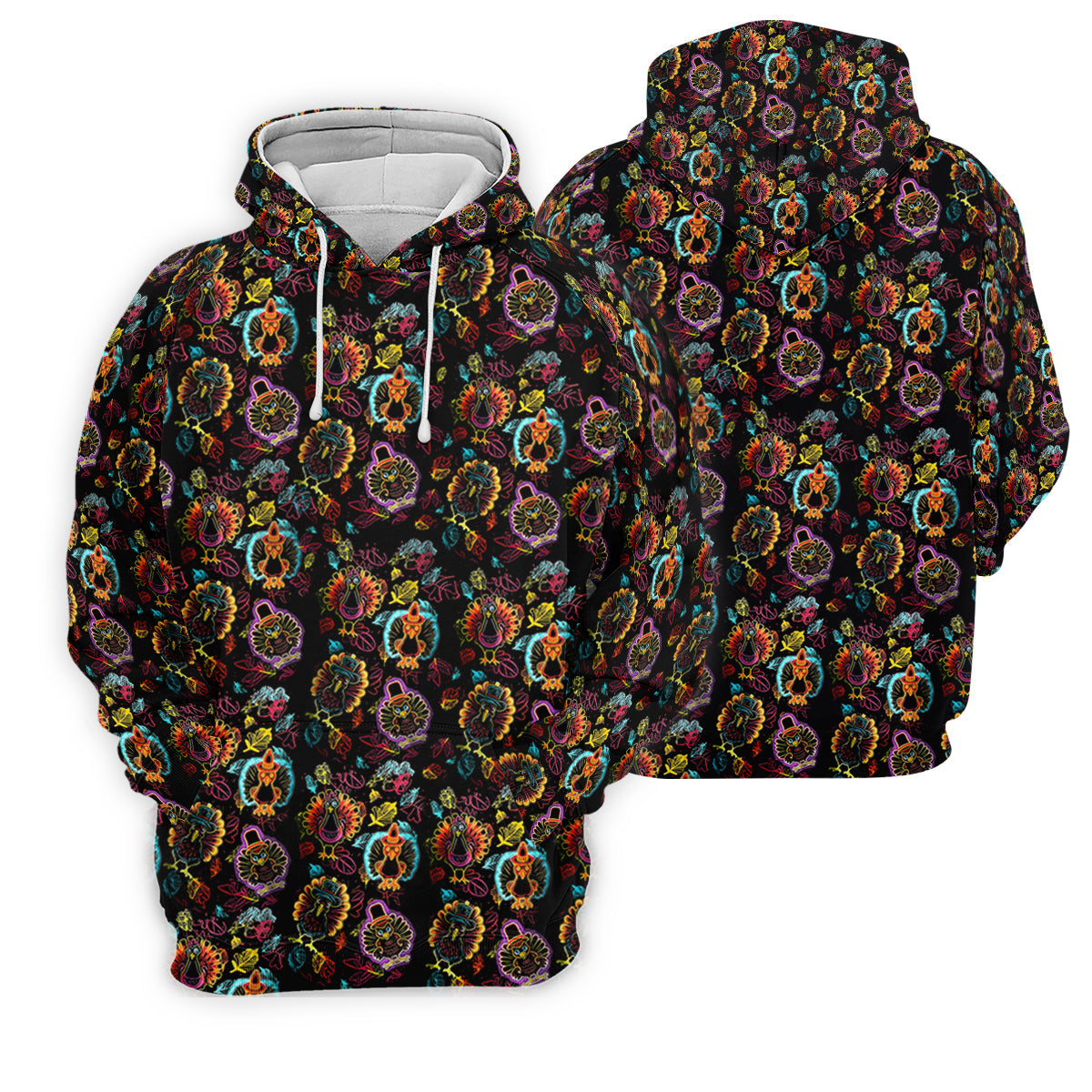 Neon Turkey Thanksgiving Fun Women's Golf Shirts, Women Golf Top, Ladies Golf Polos, Golfing Apparel