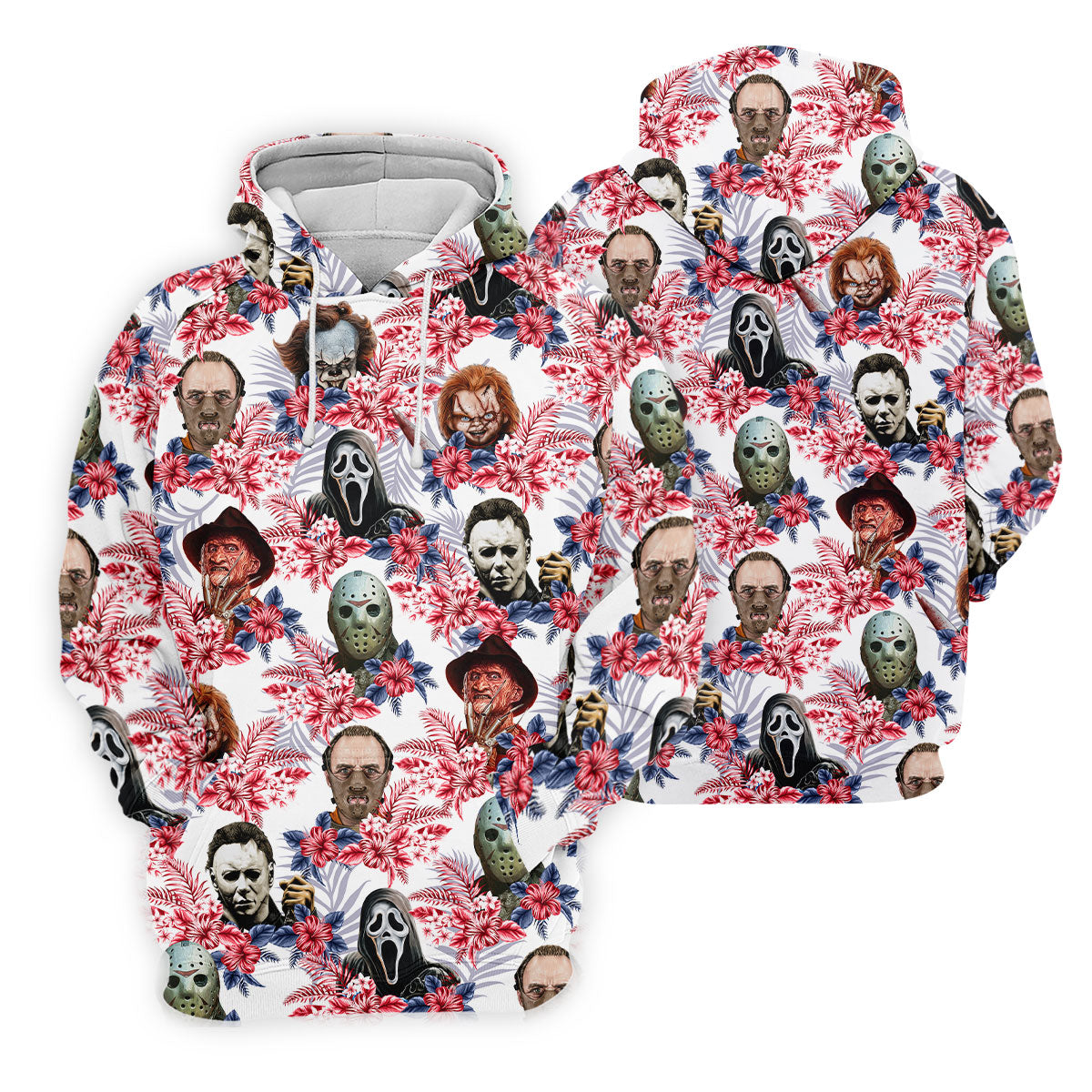 Tropical Horror Character Halloween Golf Shirt, Mens Golf Apparel, Hawaiian Golf Shirt