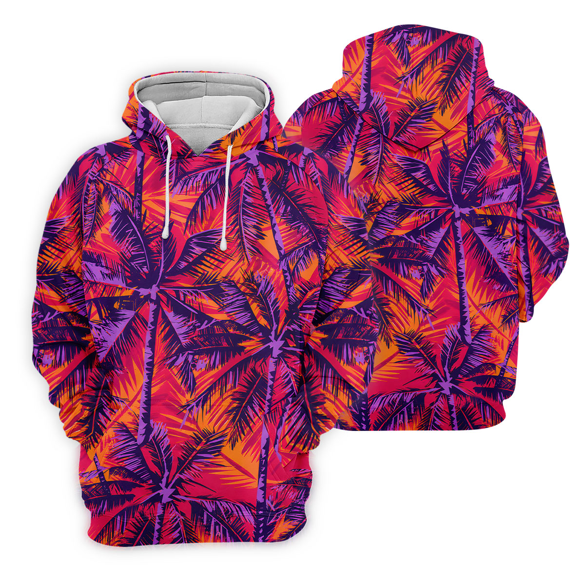 Purple Palm Tree Tropical Island Golf Shirt, Mens Golf Polo, Printed Golf Shirts