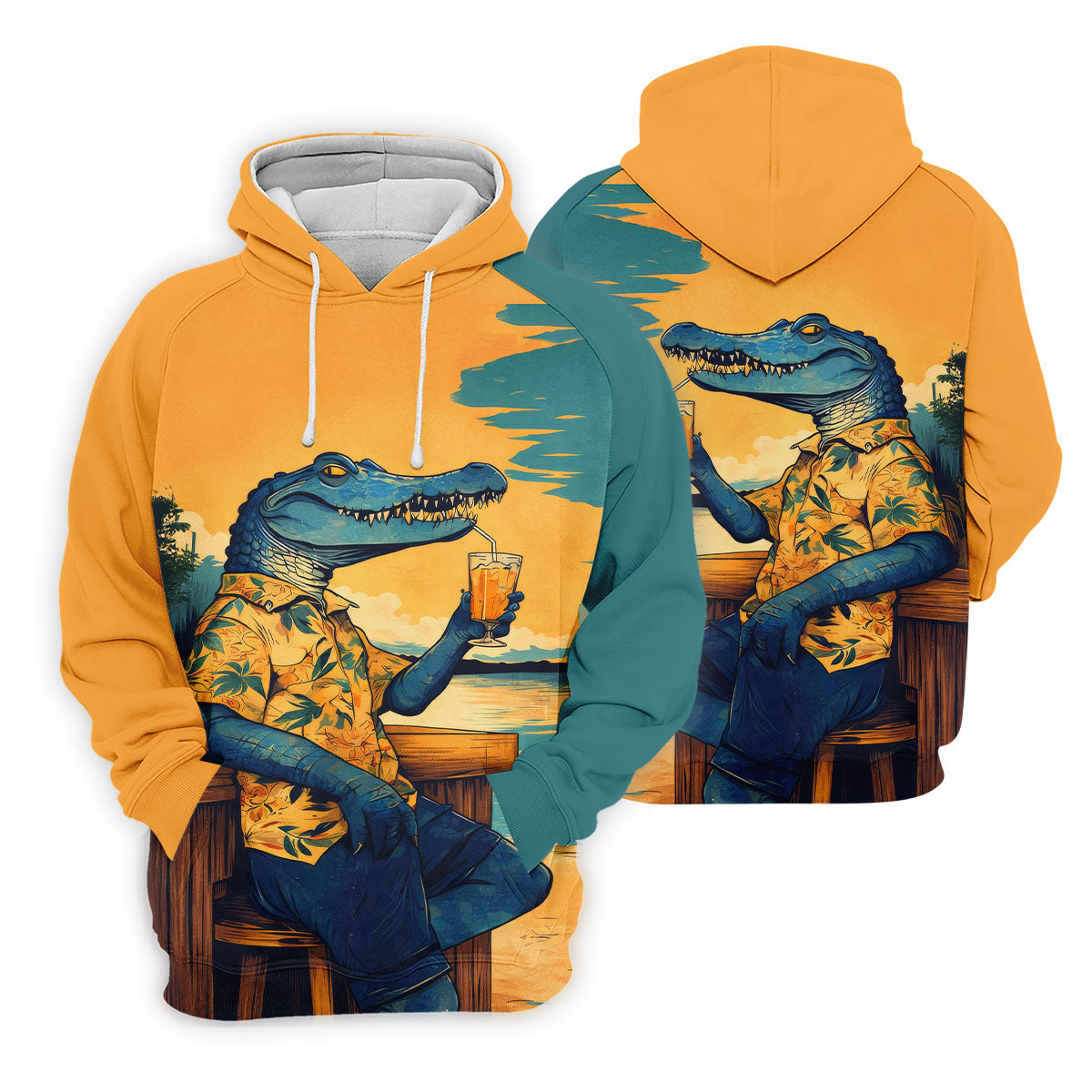 Funny Crocodile Tropical Theme Hawaiian Golf Shirt, Polo Shirt Men, Golfing Apparel