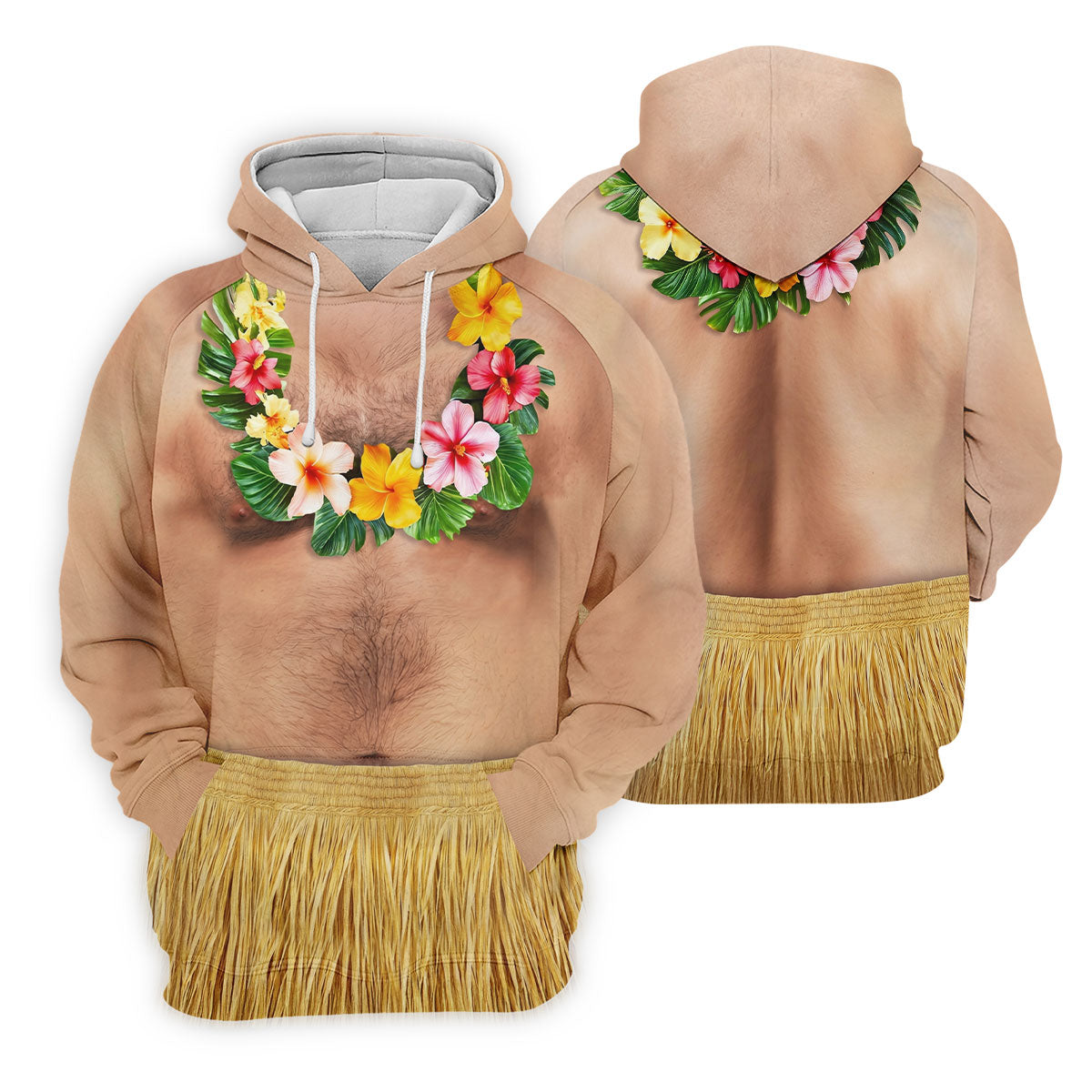 Floral Lei Tropical Theme Party Men's Funny Golf Shirts, Hawaiian Golf Shirt, Polo Shirtor Men