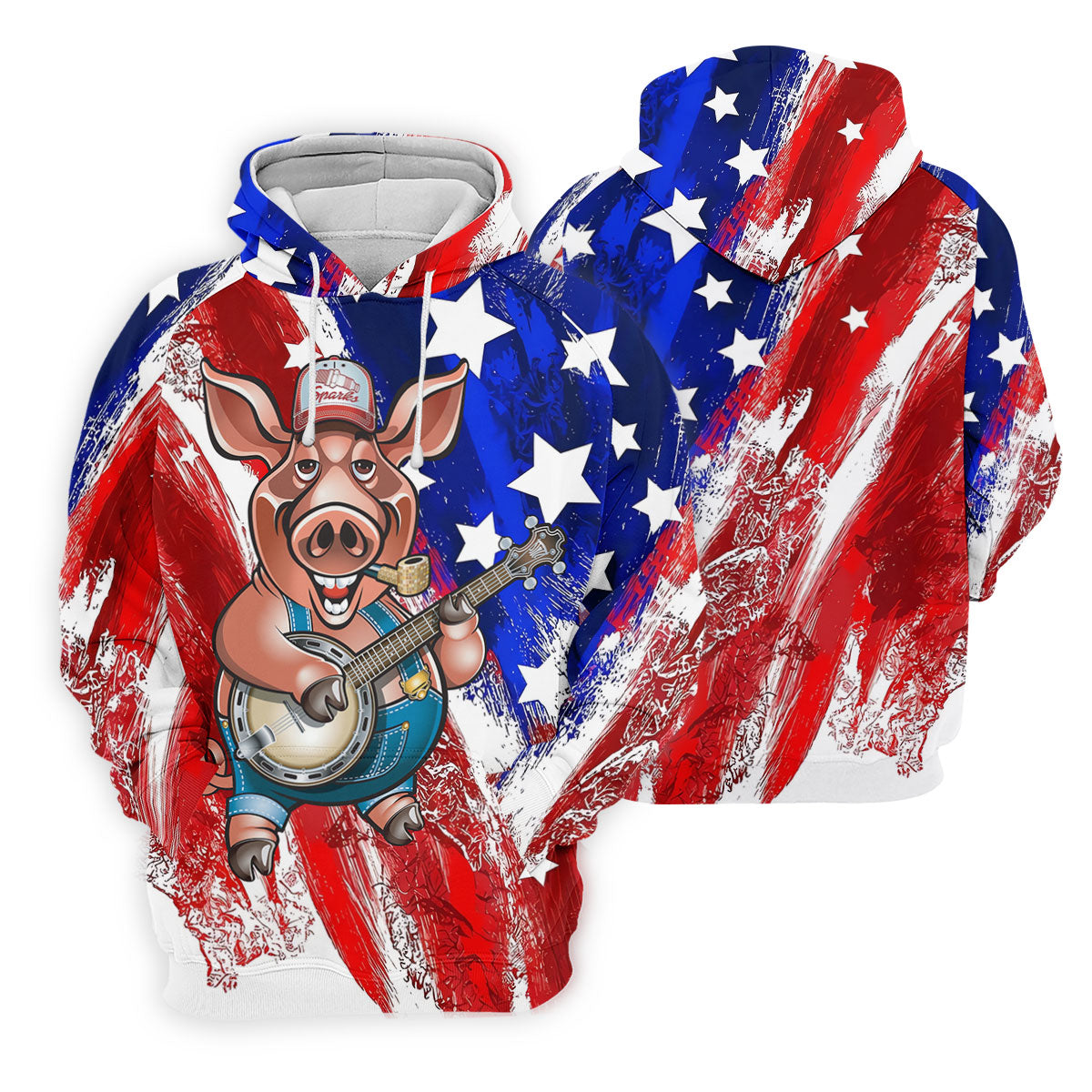 Patriotic American Flag Brush Strokes Funny BBQ 250th Anniversary Polo Shirt Men, Golf Shirts For Men