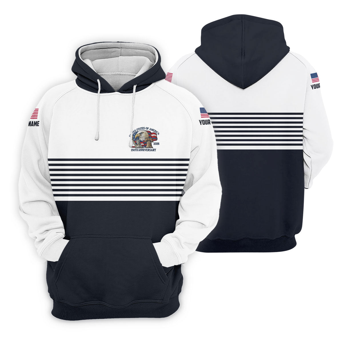250th Anniversary Black Stripes Vintage Golf Shirt, Patriotic 4th Of July Golf Shirts For Men