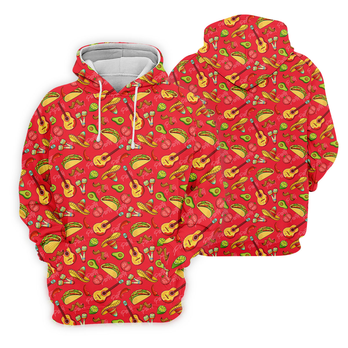 Mexican Party Seamless Pattern Red Golf Tops For Men, Cinco De Mayo Celebration Golf Shirts For Men
