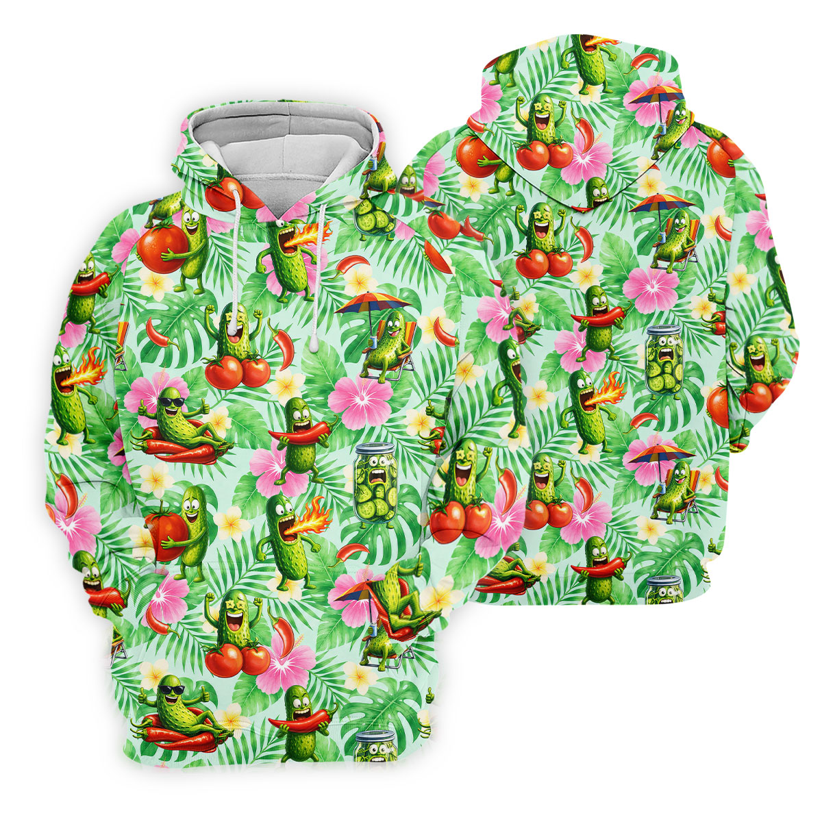Funny Pickle Tomato Chili Tropical Hawaiian Golf Shirt, Golf Polo For Women, Printed Golf Shirt