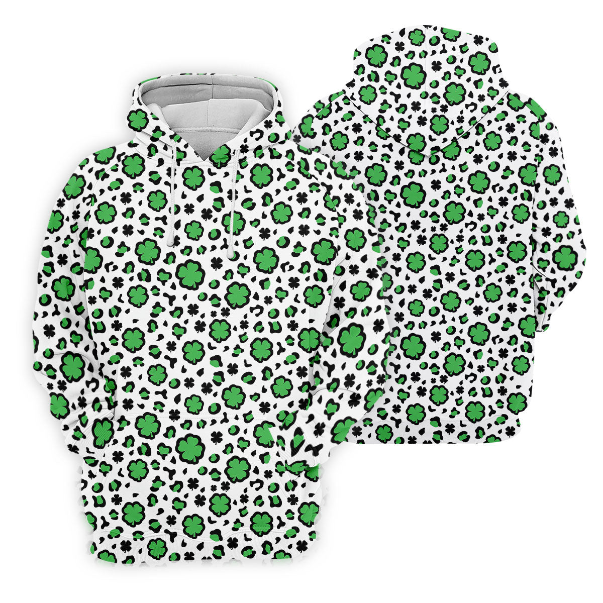 Lucky Four Leaf Clover Leopard Pattern St Patrick's Day Golf Shirt, Polo ShirtFor Men, Golf Shirts For Men
