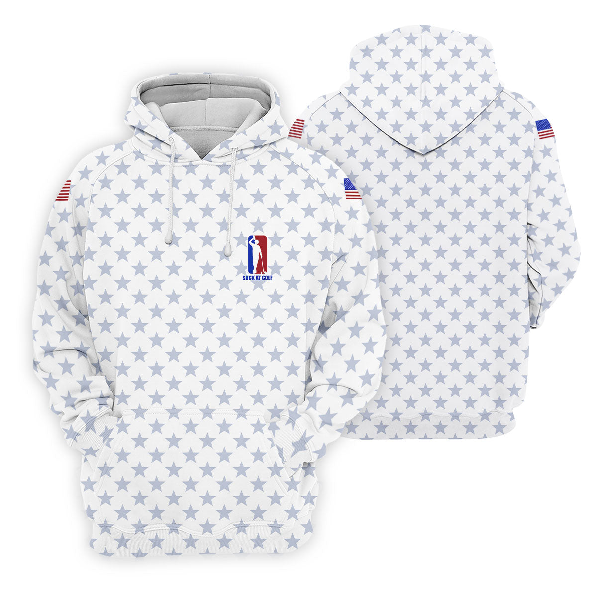 Suck At Golf Patriotic 4th Of July Stars Pattern White Golf Shirt, 250th Anniversary Golf Shirts For Men
