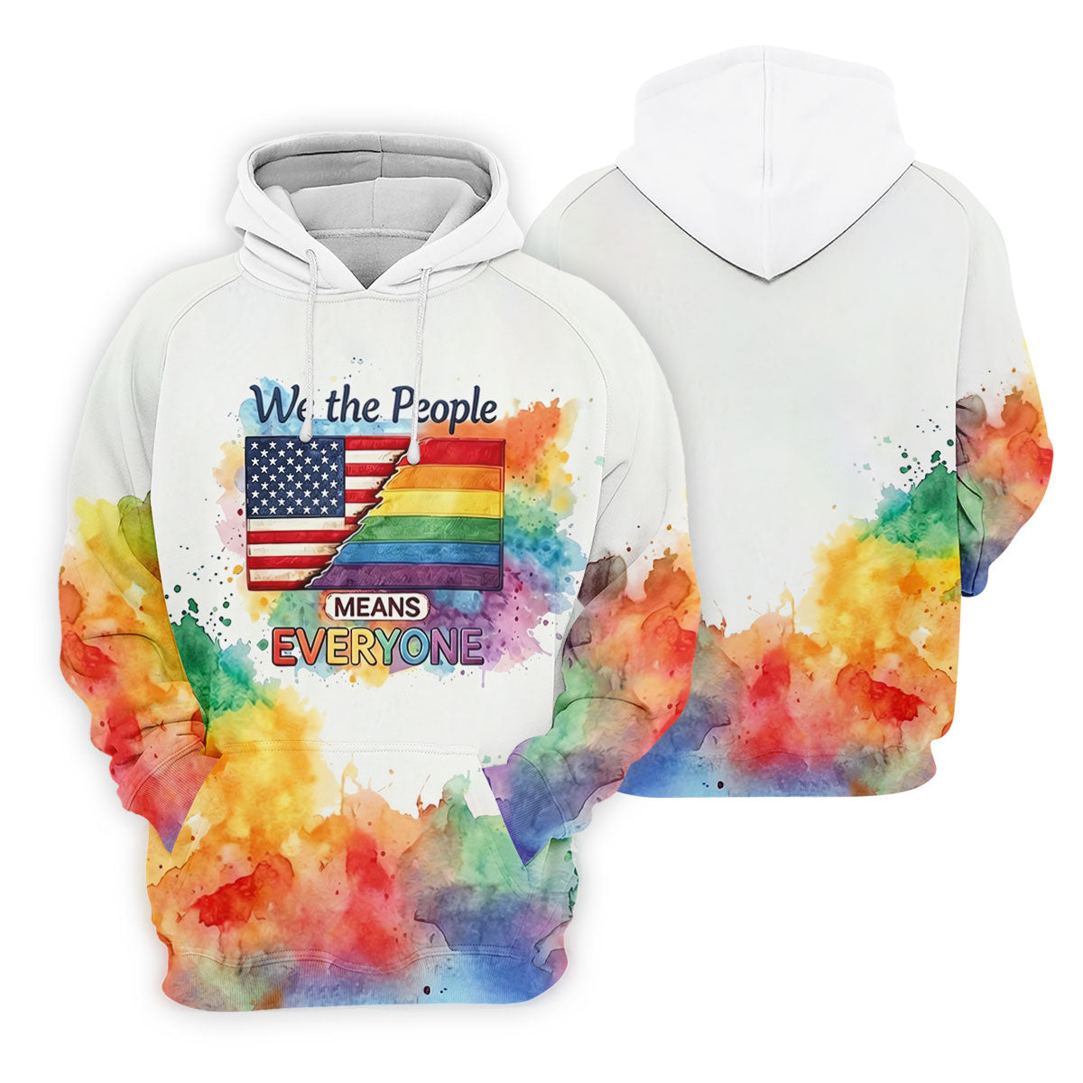 We The People Means Everyone Water Color Print Golf Shirt, LGBTQ Month Golf Shirt For Women