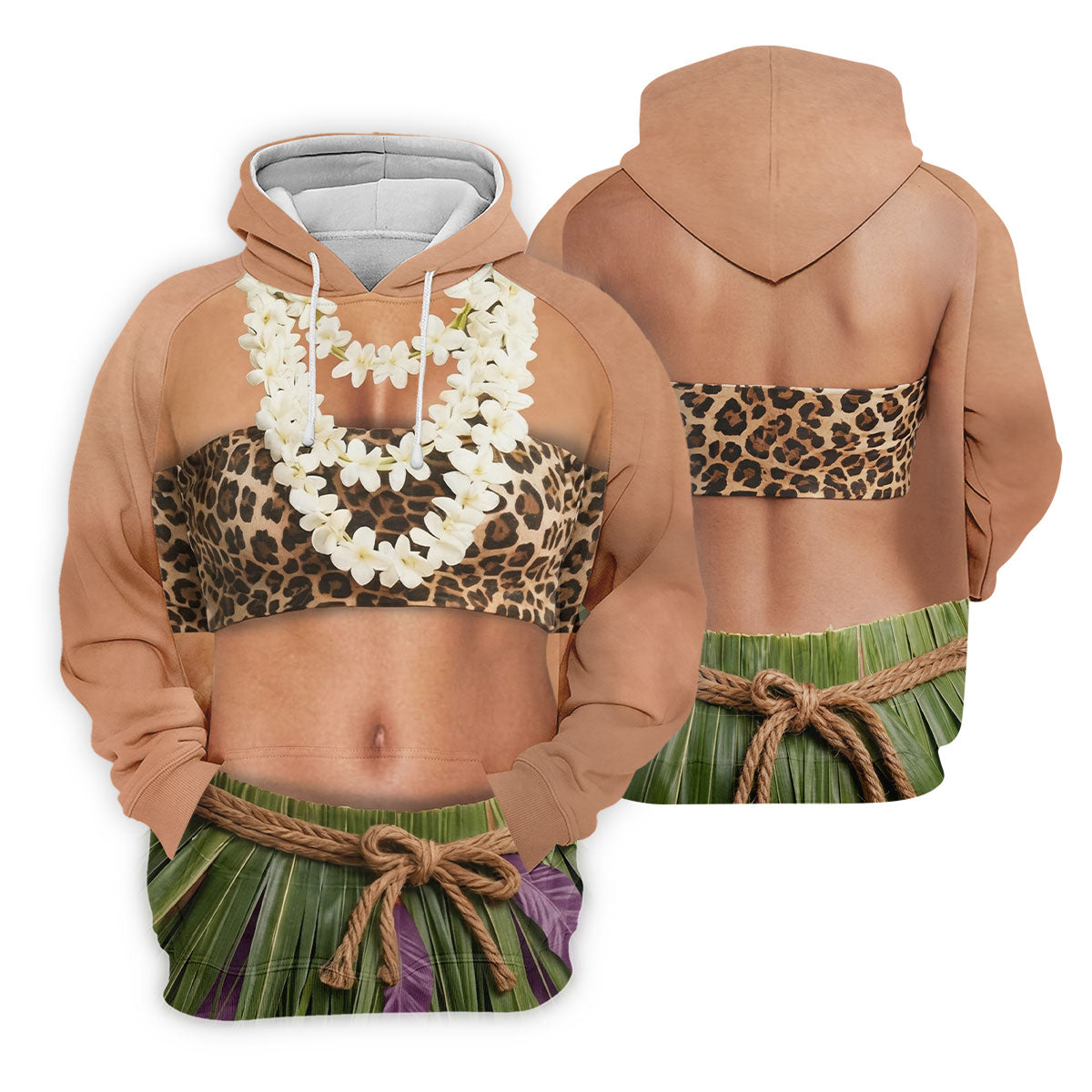 Floral Lei Tropical Theme Party Leopard Print Hawaiian Golf Shirt, Golf Shirt For Women