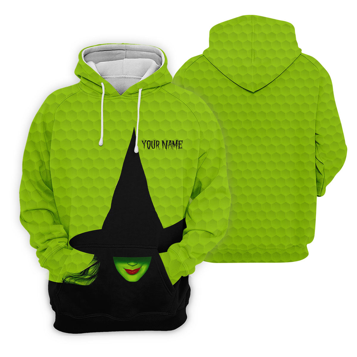 The Green Witch Golf Ball Pattern Golf Tops For Men, Spooky Vibe Men's Funny Golf Shirts, Halloween Golf Shirt
