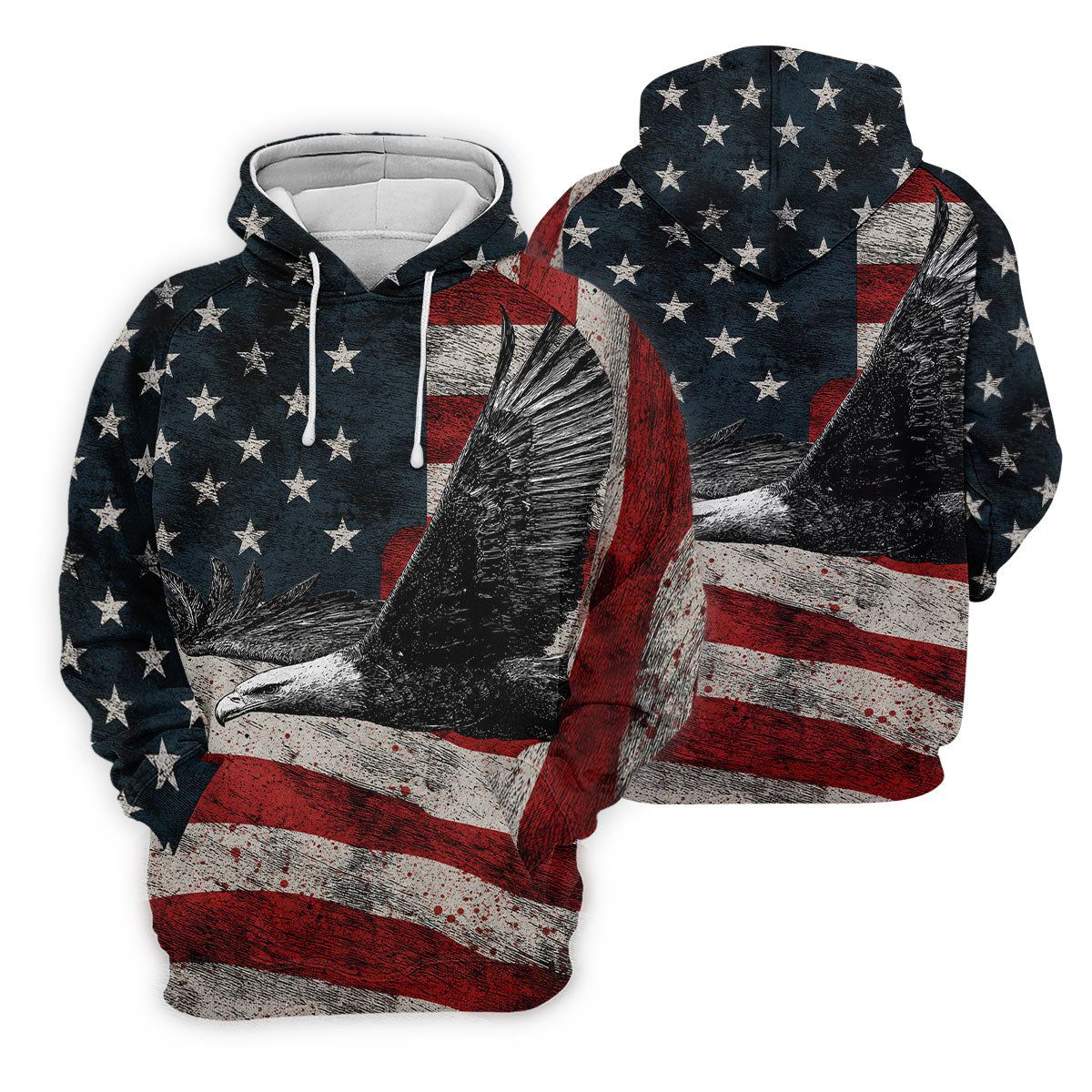 Distressed US Flag And Bald Eagle Patriotic Golf Shirt, 4th Of July 250 Years American Pride Golf Shirts For Men