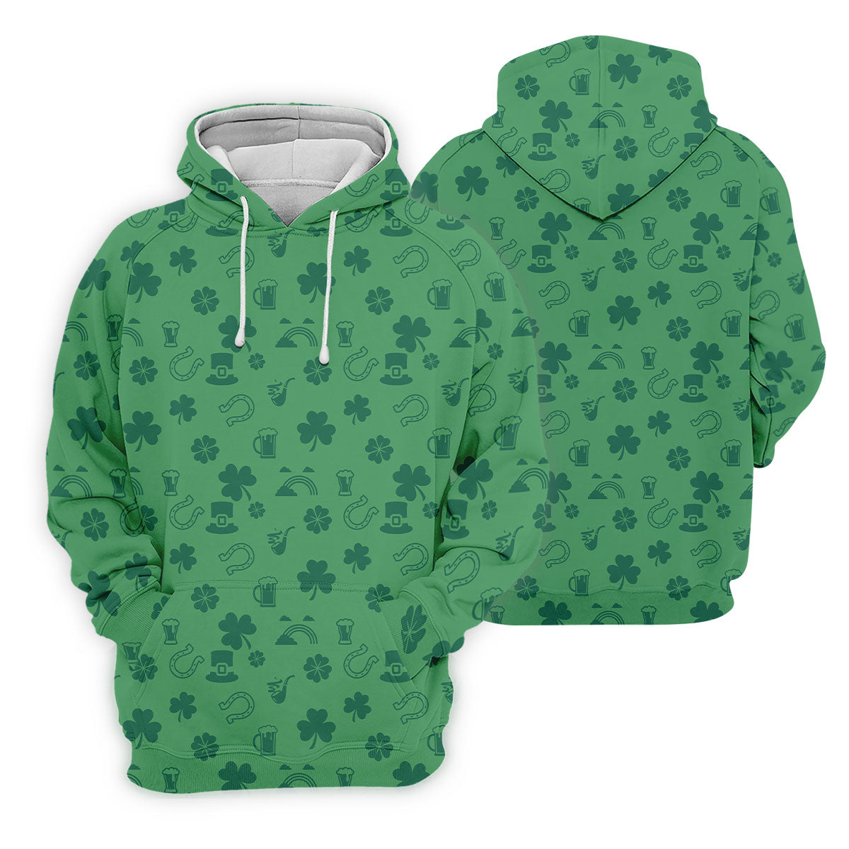 Leprechaun Hat Shamrock Beer Dark Green Seamless Pattern St. Patrick’s Day Golf Shirt, Golf Shirts For Men