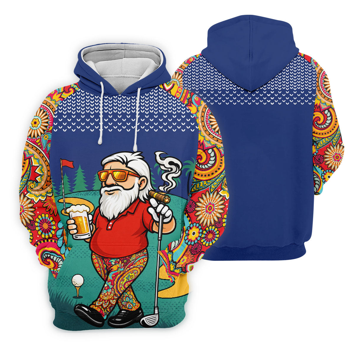 Women's Funny Golf Santa Beer And Cigar Polo Shirt, Hawaiian Golf Shirt, Women’s Golf Polo, Women’s Golf Apparel
