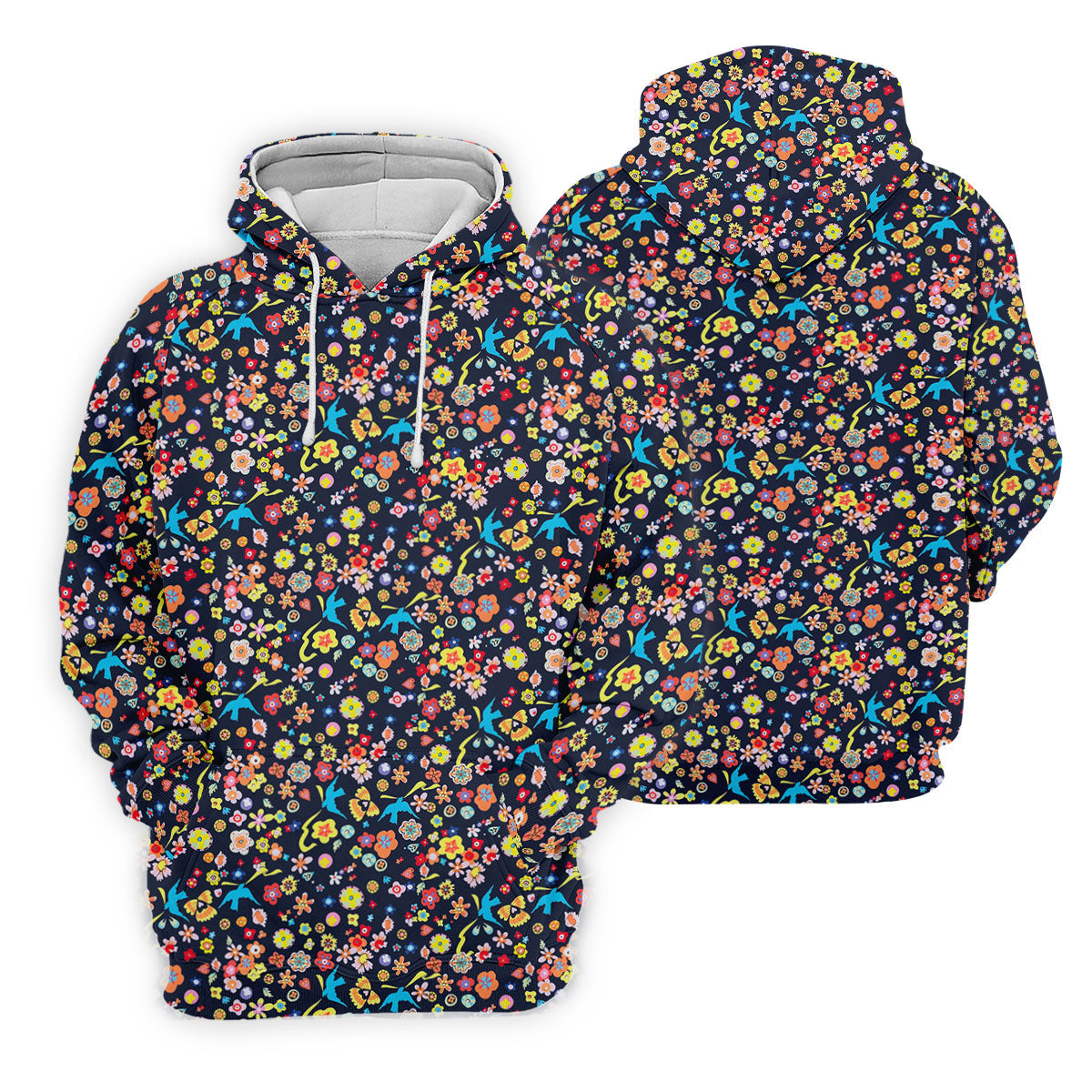 Colorful Floral Bird Garden Golf Shirt, Mens Golf Polo, Printed Golf Shirts