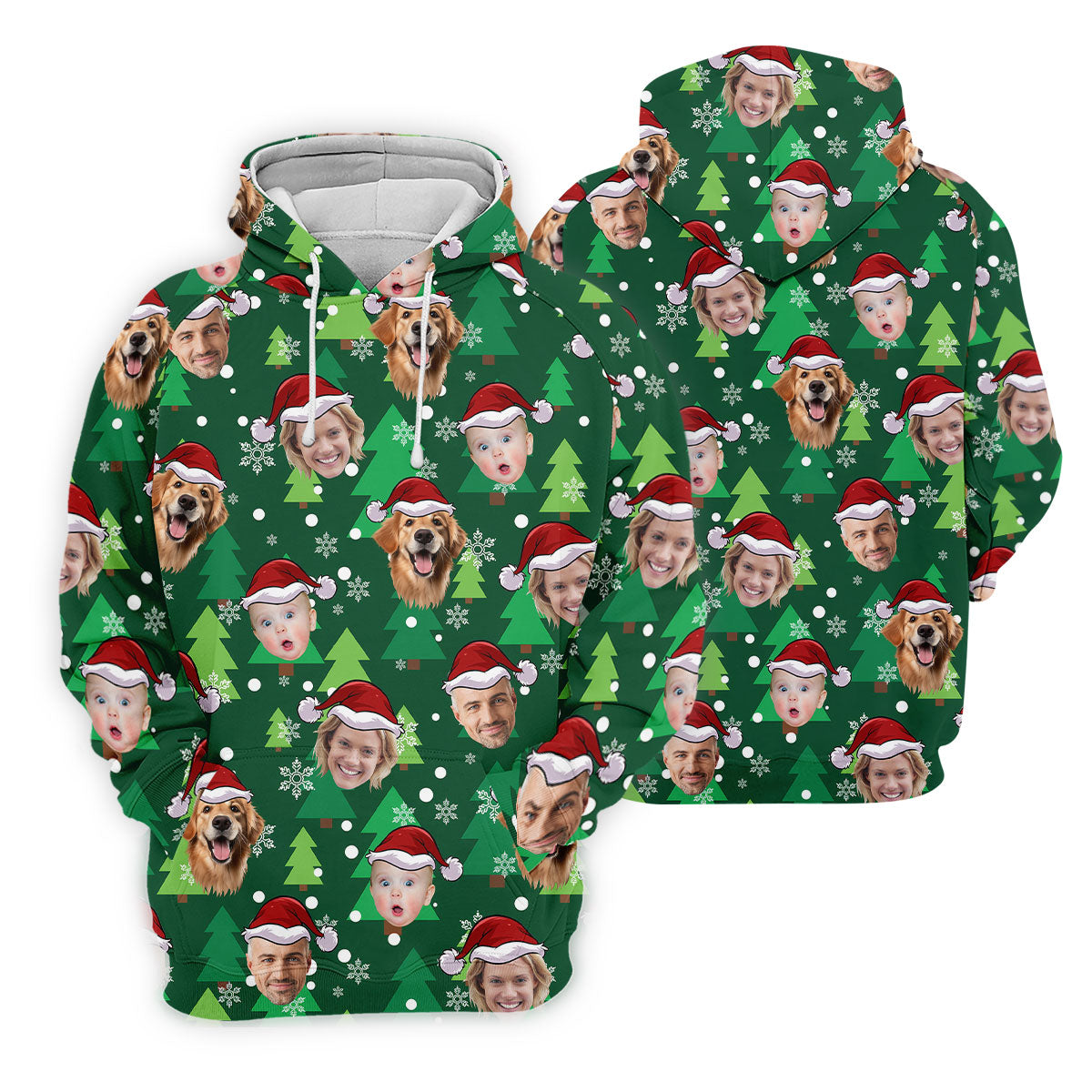 Custom Face Green Christmas Women's Golf Tops, Ladies Golf Shirts, Christmas Golf Gift