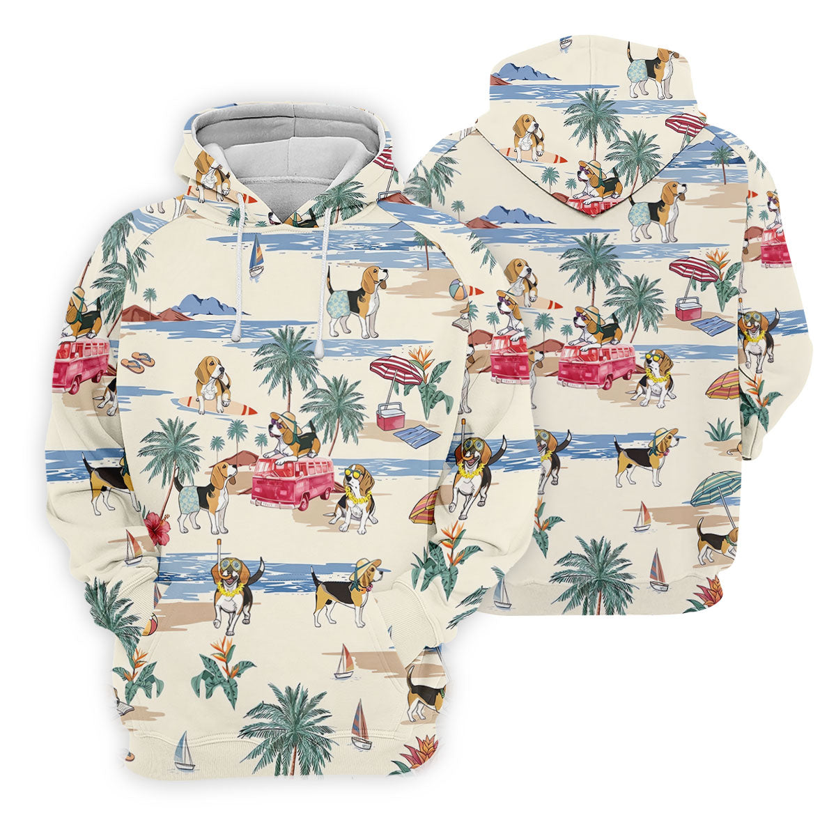 Cute Beagle Beach Vacation Tropical Golf Polo Shirt, Hawaiian Golf Shirt, Golf Shirts For Men