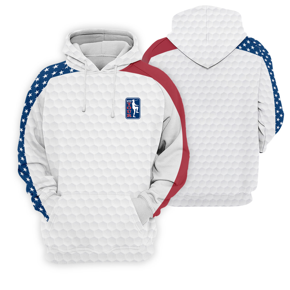 WTF Tour Angery Golfer Golf Ball Pattern Red White Blue Golf Shirts For Men, Polo Shirt Men