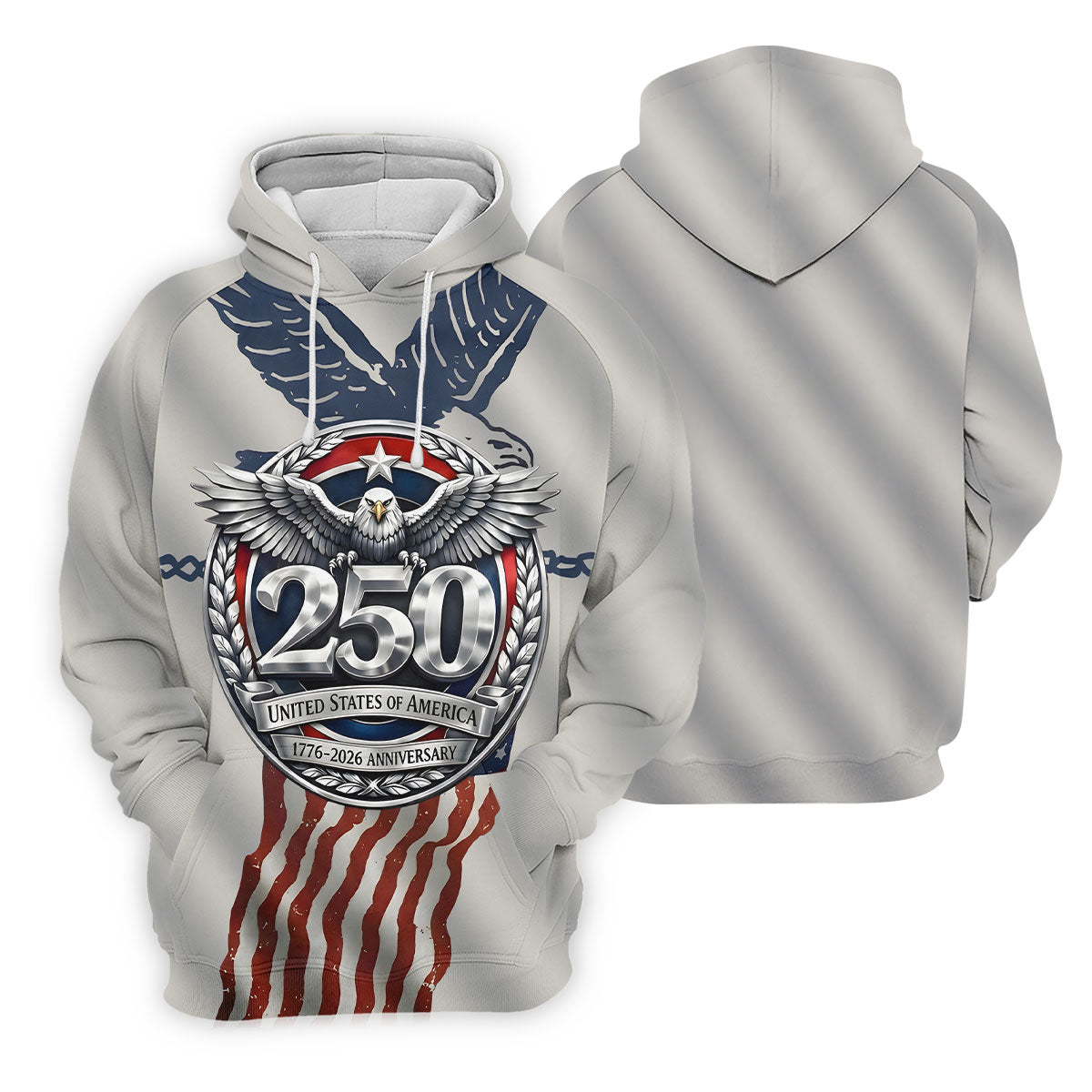 250 US 1776-2026 Anniversary Silver Print Golf Tops For Men, Patriotic 4th Of July Golf Shirts For Men