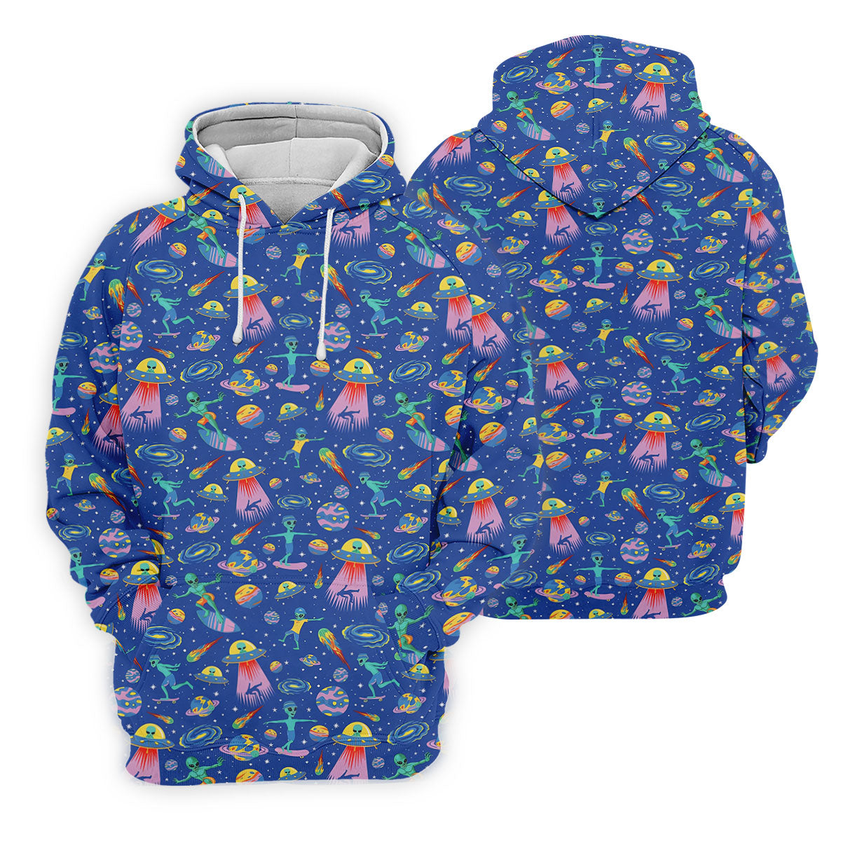 Surfing Alien Space Galaxy Hawaiian Golf Shirt, Hawaiian Golf Shirt, Golf Shirts For Men
