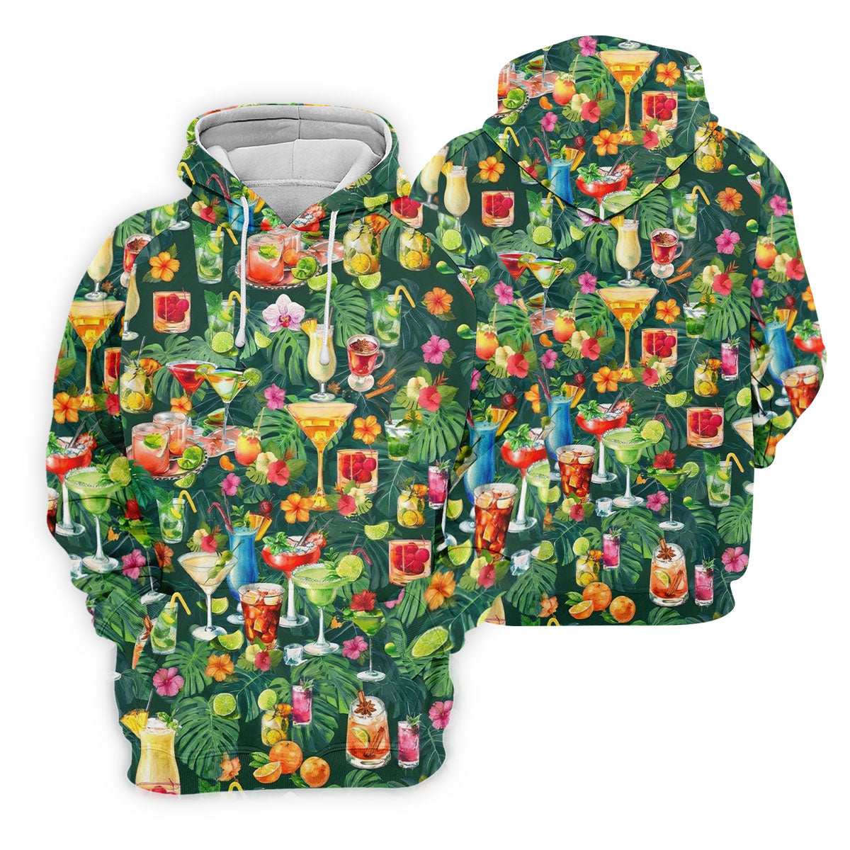 Tropical Cocktail Drinks And Floral Paradise Golf Polo, Hawaiian Golf Shirt, Ladies Golf Tops