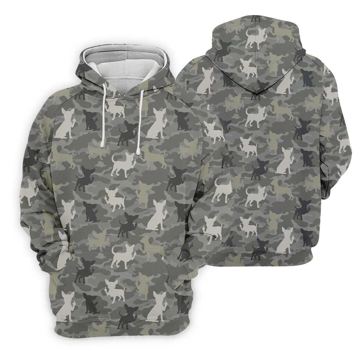 Grey Camo Chihuahua Dog Pattern Golf Shirt, Mens Polo Shirt, Golf Shirts For Men, Performance Golf Shirt