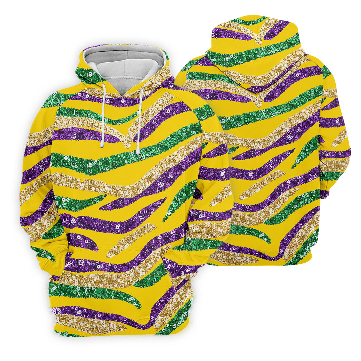 Purple Green Gold Sequin Pattern Yellow Golf Shirt, Mardi Gras Golf Shirt, Women's Golf Tops, Ladies Golf Shirts