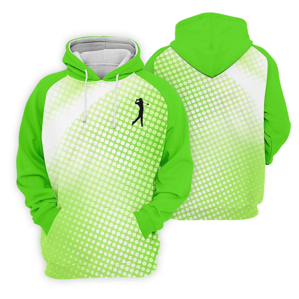 Green White Gradient Polka Dot Golf Shirt, Women's Golf Tops, Ladies Golf Polos