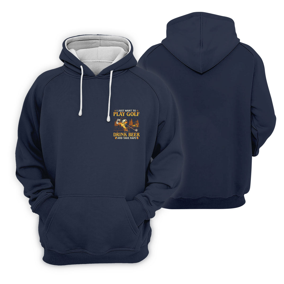 I Just Want To Play Golf Drink Beer And Take Naps Navy Golf Shirt, Men's Funny Golf Shirts