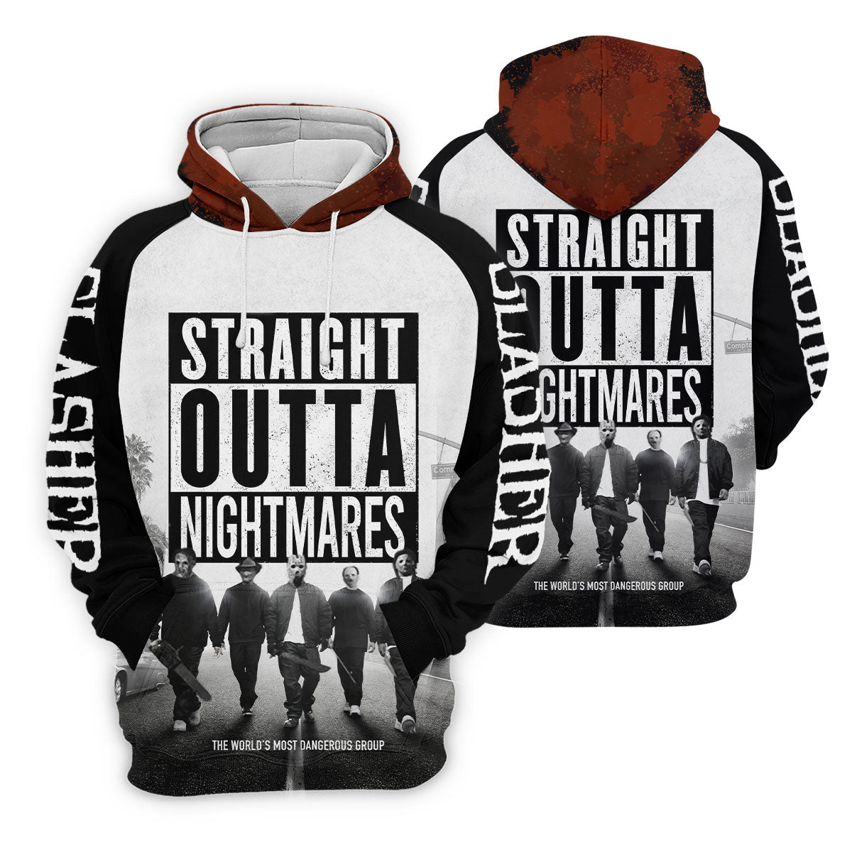 Straight Outta Nightmares Horror Character Golf Polo Shirt, Mens Golf Shirts, Hawaiian Golf Shirt