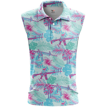 Tropical Vibe Women's Sleeveless Golf Polo ShirtMothers Day Gift, Women Golf Gifts