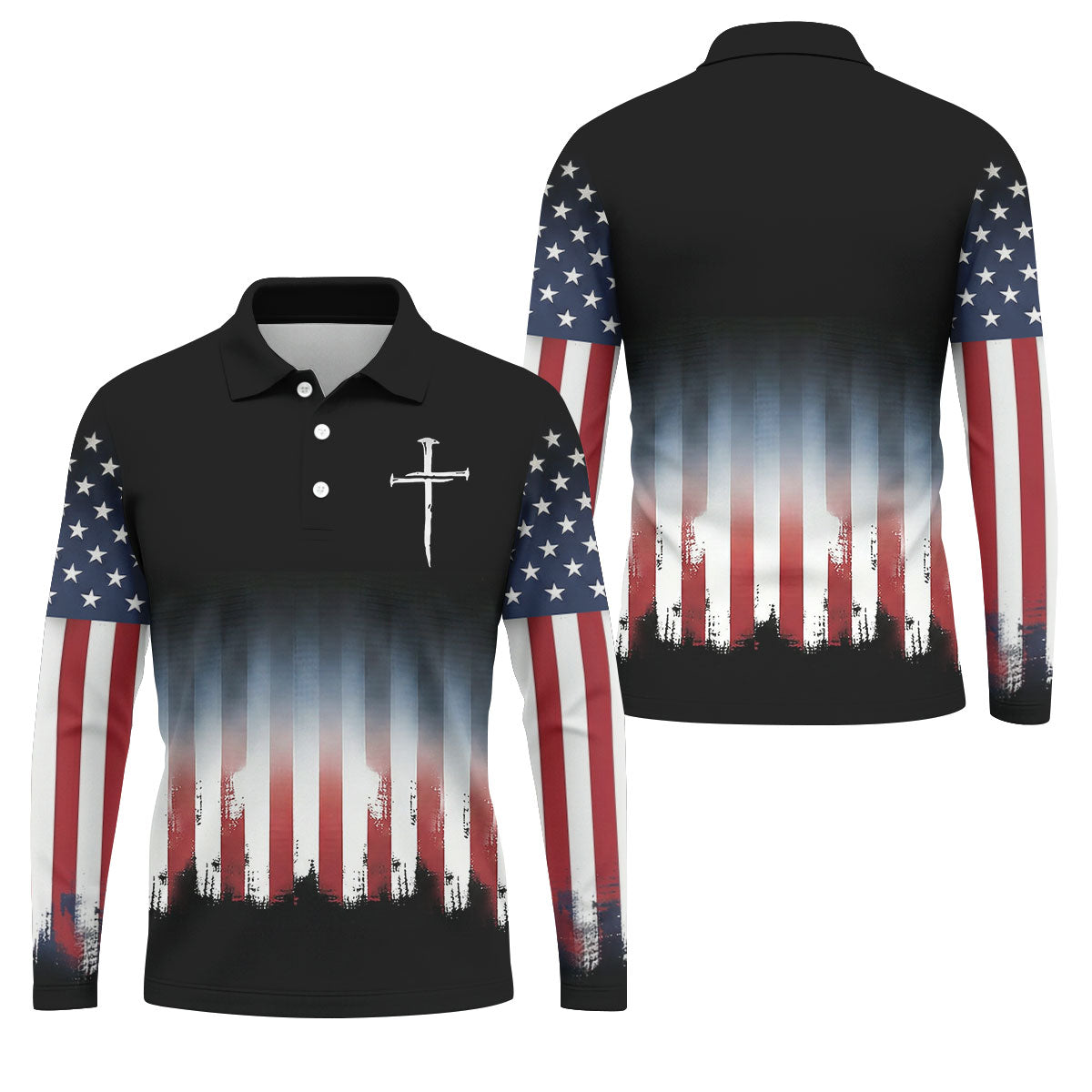 250 Years USA Anniversary 1776-2026 Men's Golf Polo ShirtFaith Cross 4th Of July Patriotic Golf Shirt