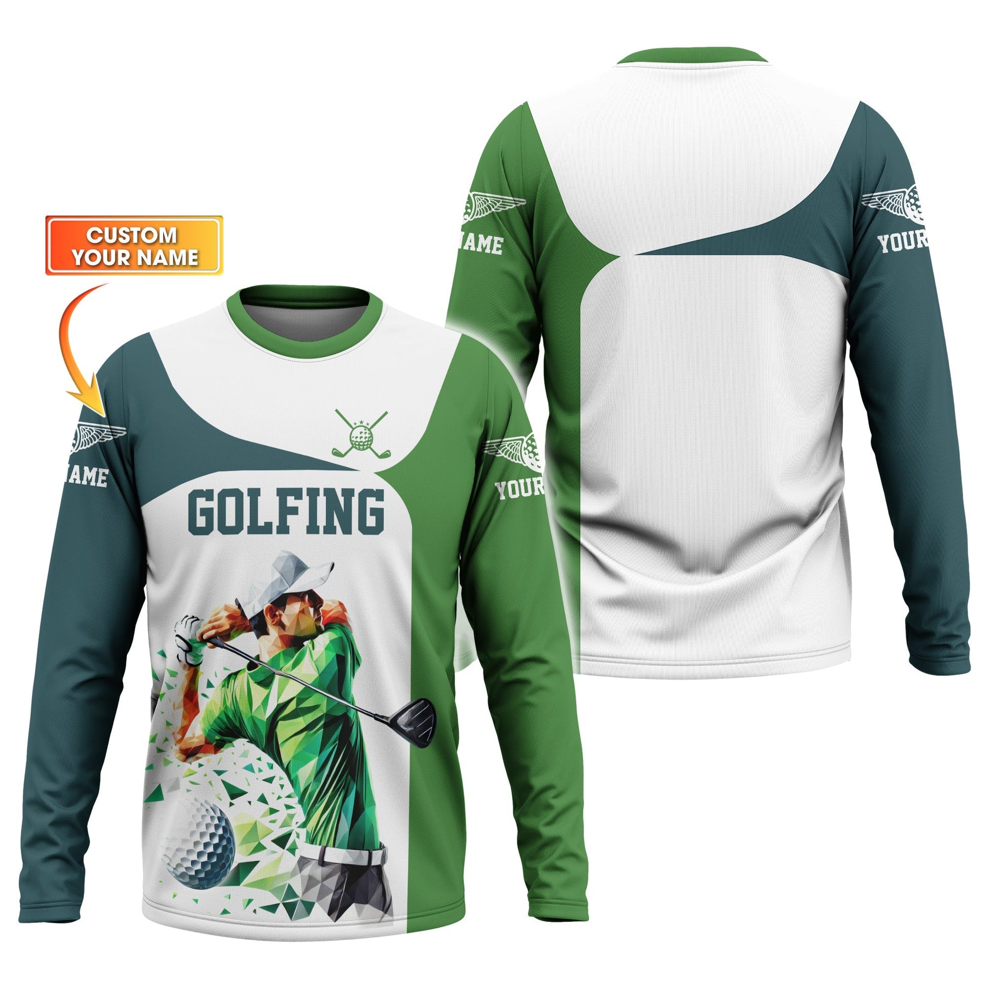 Low-Poly Golf Man, Custom Golfing Men's Golf Polo ShirtGolf Apparel, Mens Golf Gift