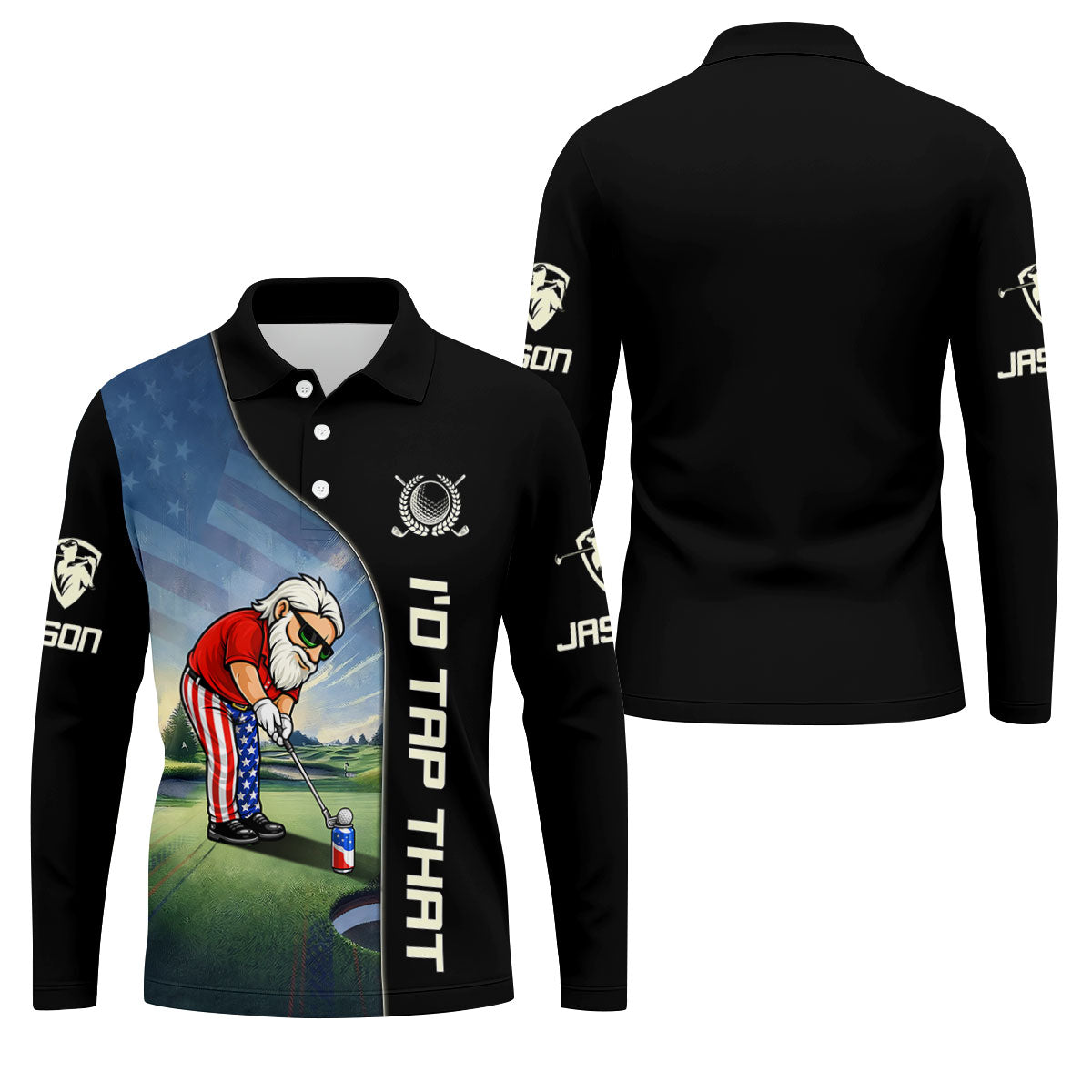 I'd Tap That Patriotic Man Golf And Beer 4th Of July Golf Shirt, 250th Anniversary Men's Funny Golf Shirts