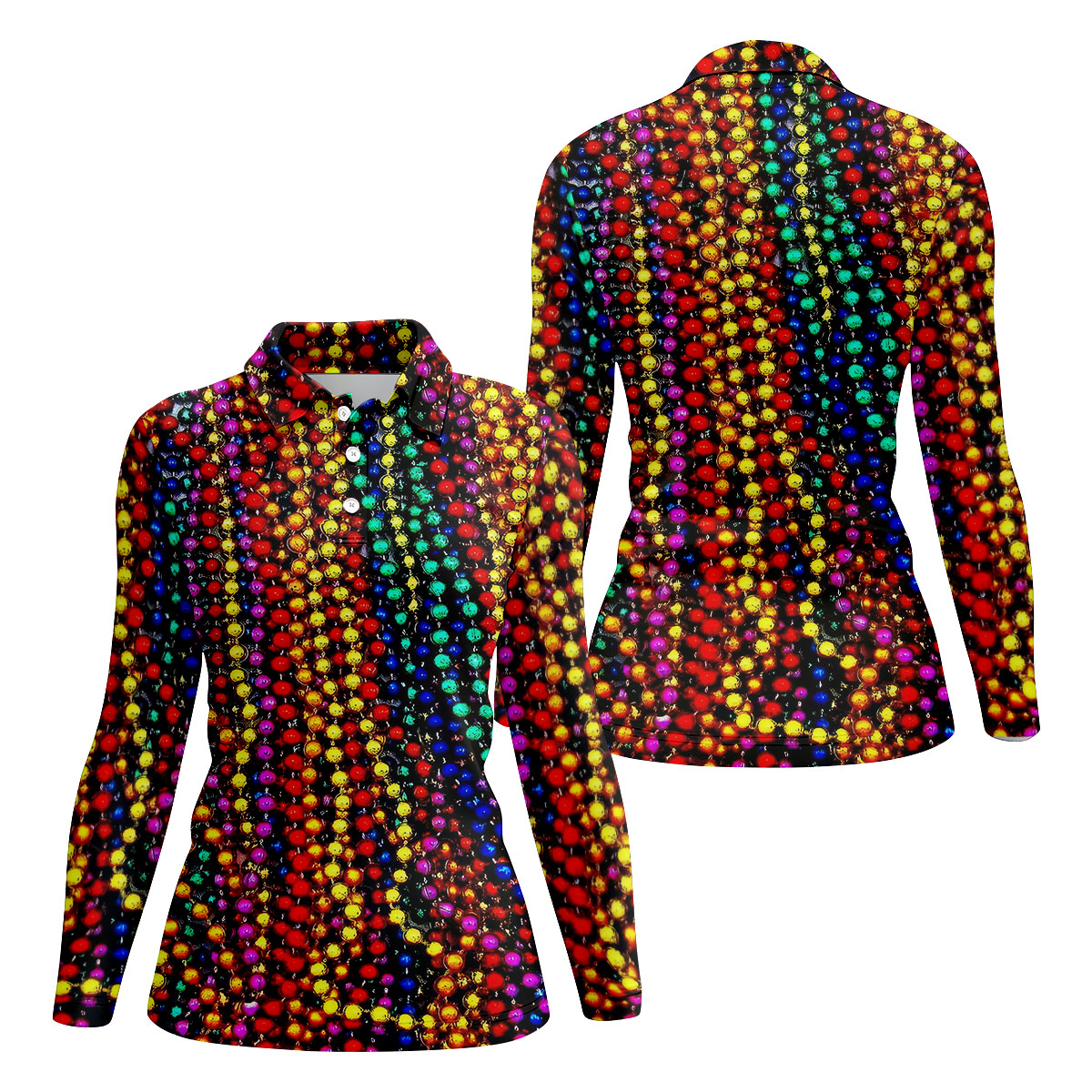 Colorful Beads Mardi Gras Golf Shirt, Women's Golf Shirts, Ladies Golf Polos, Golf Shirt For Women