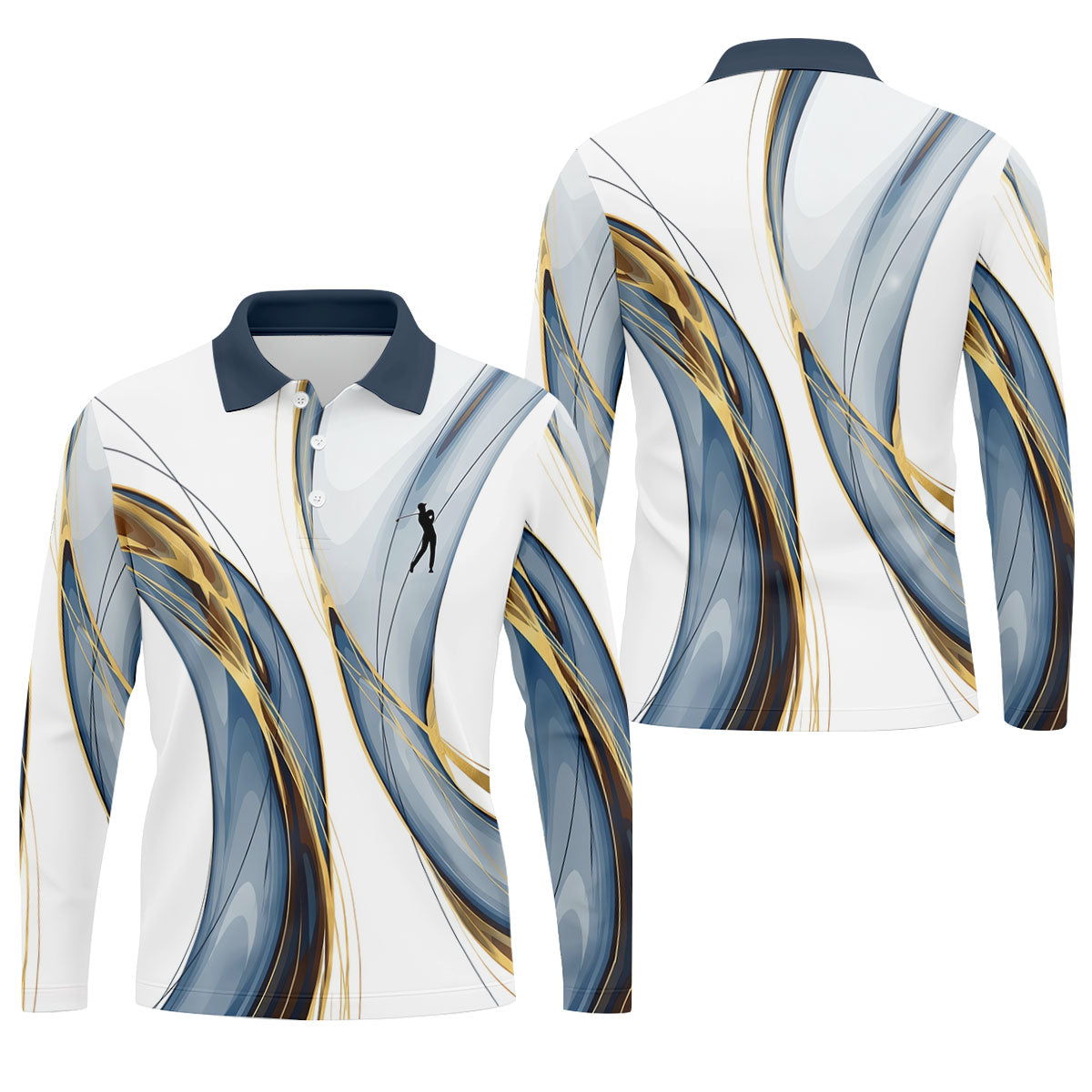 Abstract Line Art Retro Golf Shirt, Golf Shirts For Men, Polo Shirtor Men, Golf Gift For Men