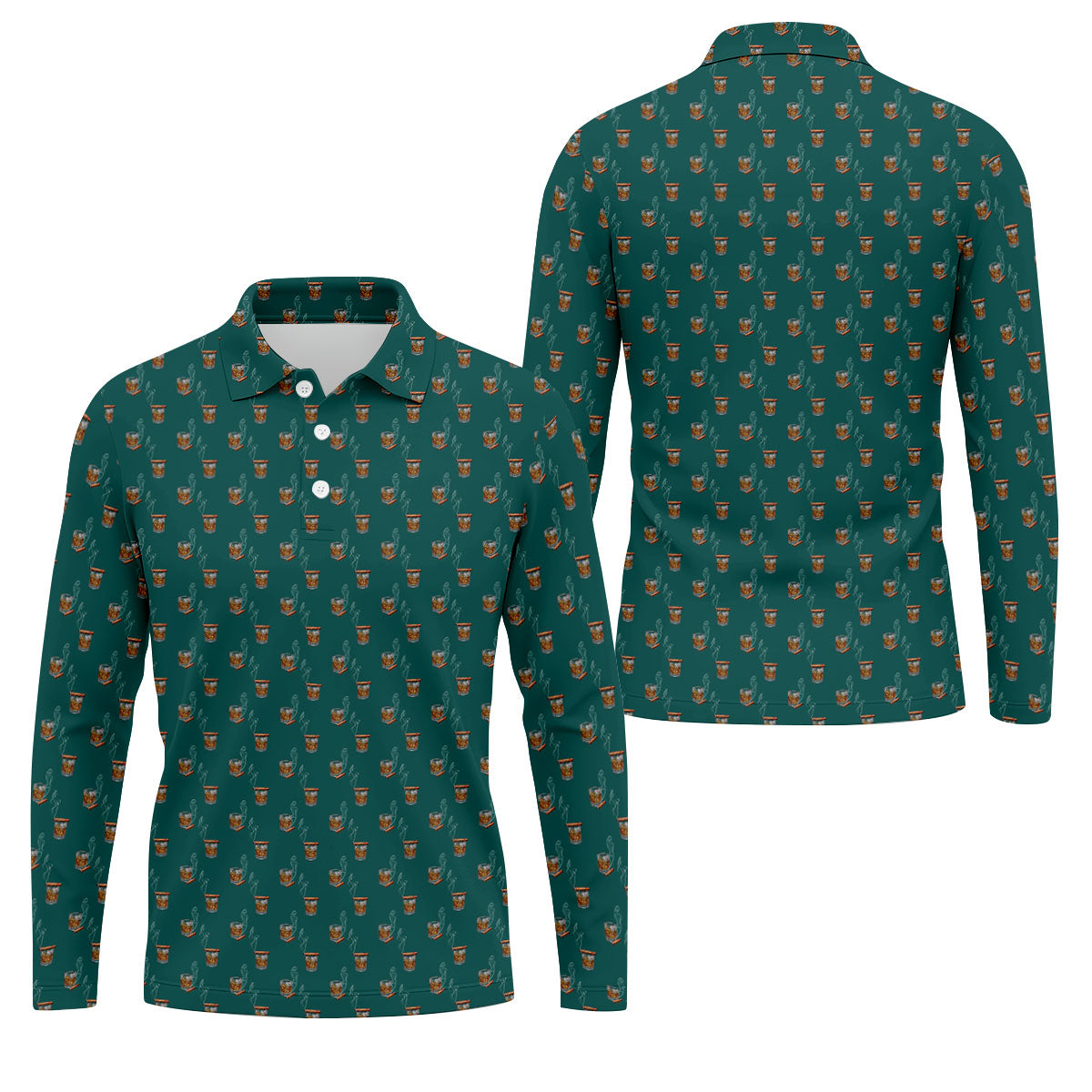 Smoke Whiskey Green Golf Shirt, Golf Whiskey Polo ShirtFor Men, Golf Shirts For Men