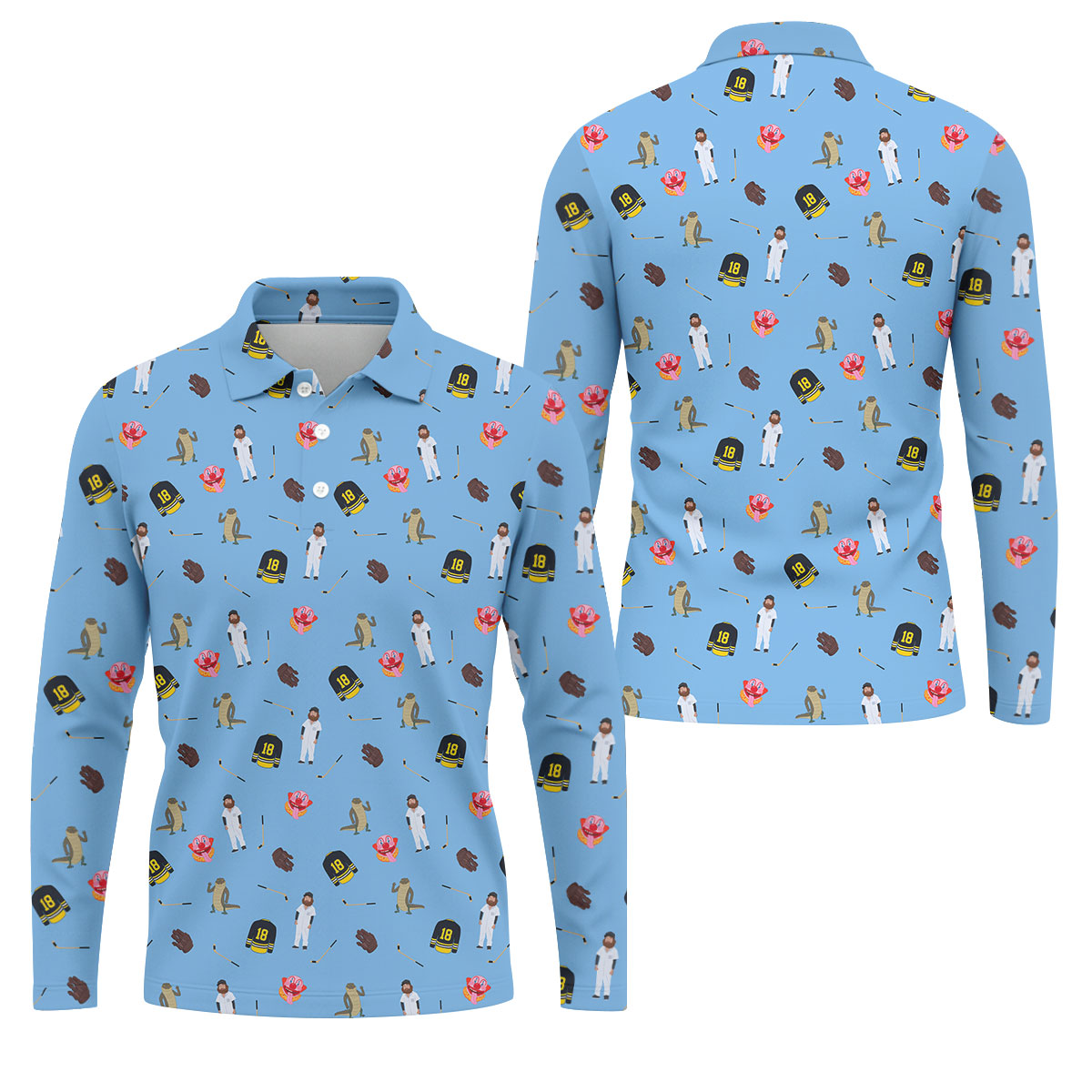 Sport Movie Character Funny Aligator Clown Head Blue Golf Shirt, Men's Funny Golf Shirts, Golf Shirts For Men
