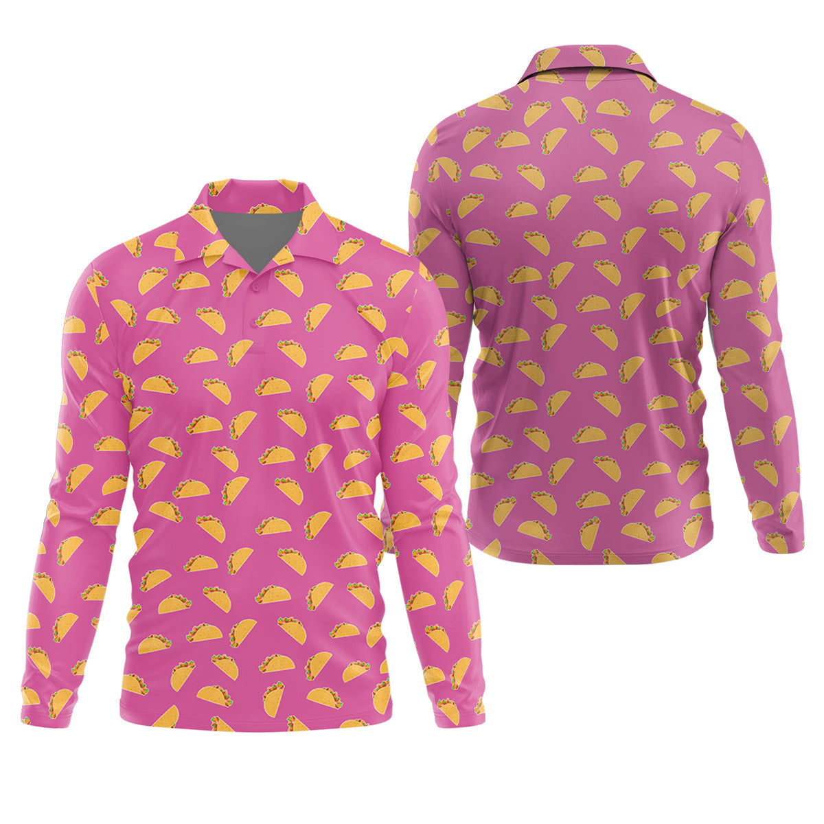 The Pink Taco Seamless Pattern Golf Tops For Men, Polo Shirt Men, Golf Shirts For Men