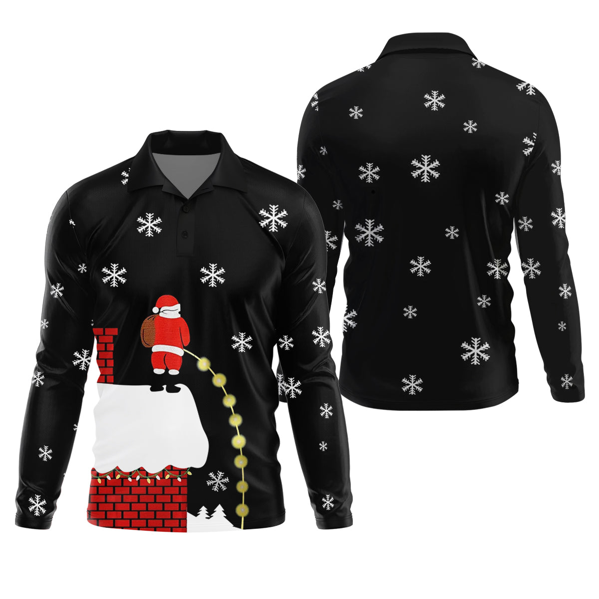 Santa Peeing Funny Christmas Golf Tops For Men, Christmas Golf Shirt, Men's Funny Golf Shirts