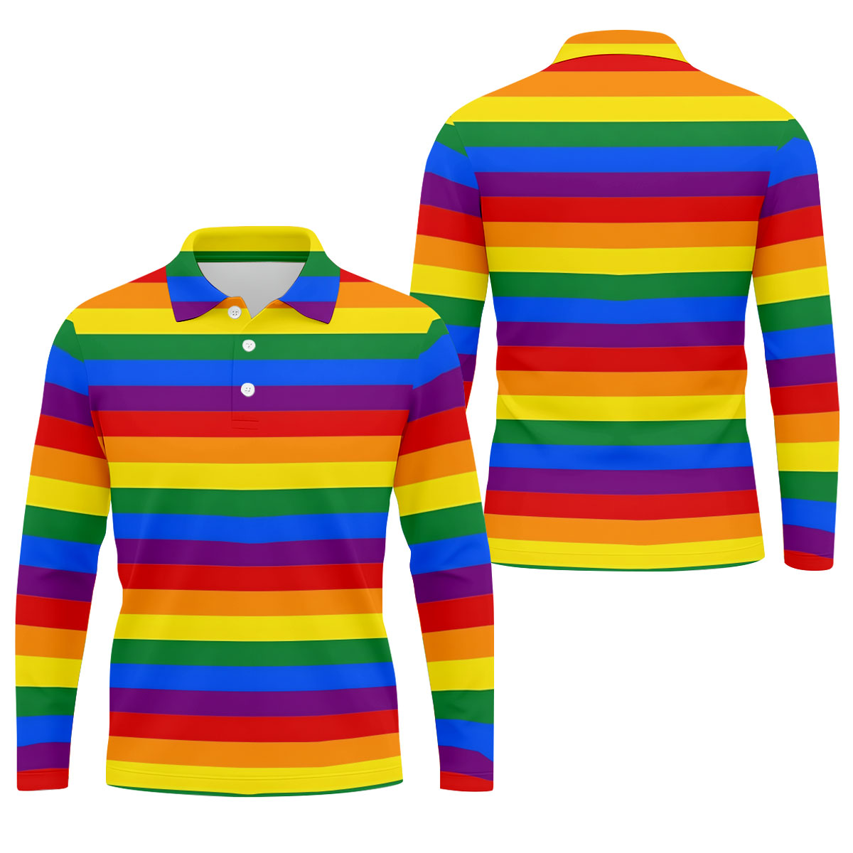 LGBT Rainbow Flag Golf Tops For Men, Gay Pride Month Celebrate Golf Shirts For Men